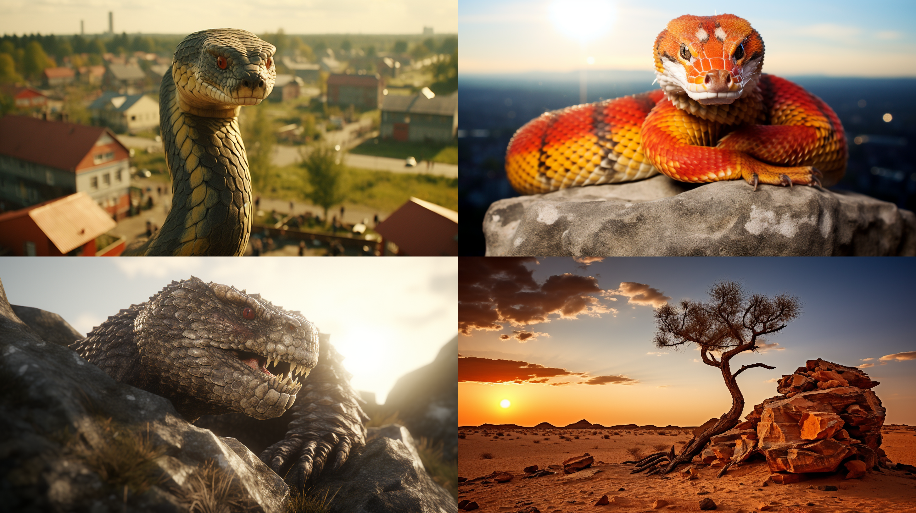 蛇，自然环境，日落光线，明亮