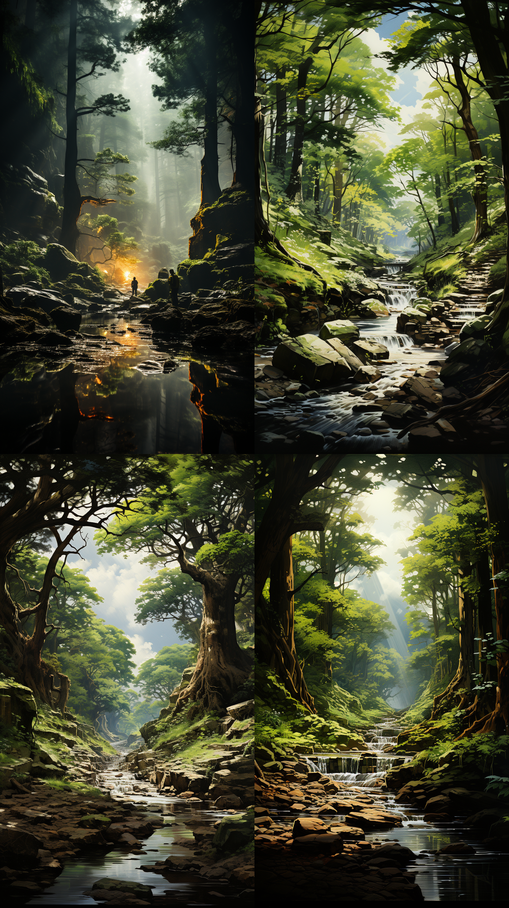 一棵参天大树，森林中，阳光光束，巨大树干，细节纹理，自然色调，宁静，孤独，树影。