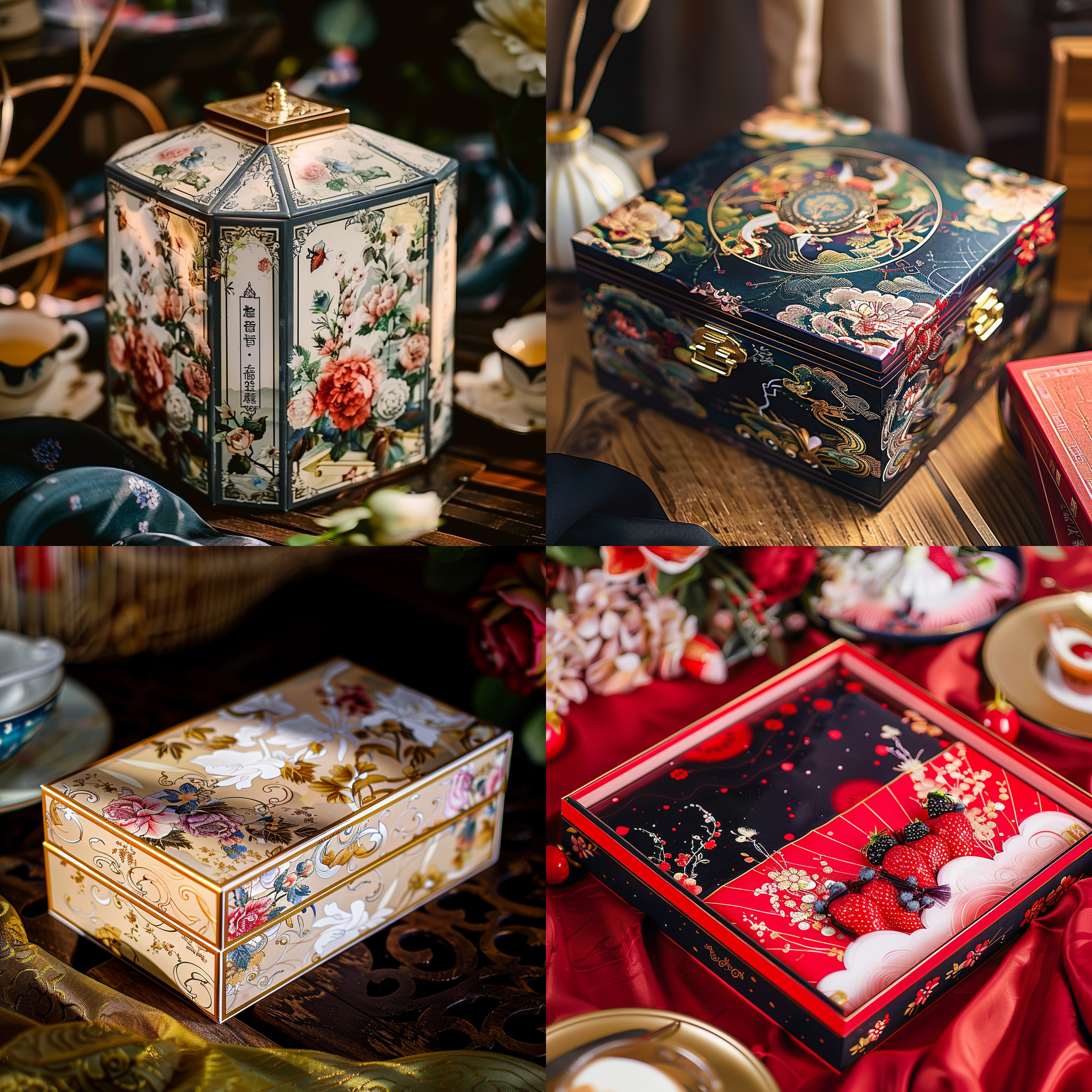 精美盒子包装，桌面，布