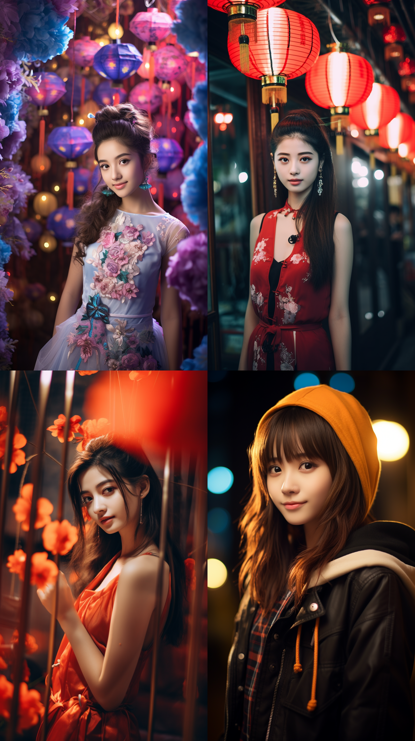 明亮色调，可爱中国女生人像，肖像镜头，明亮光线
