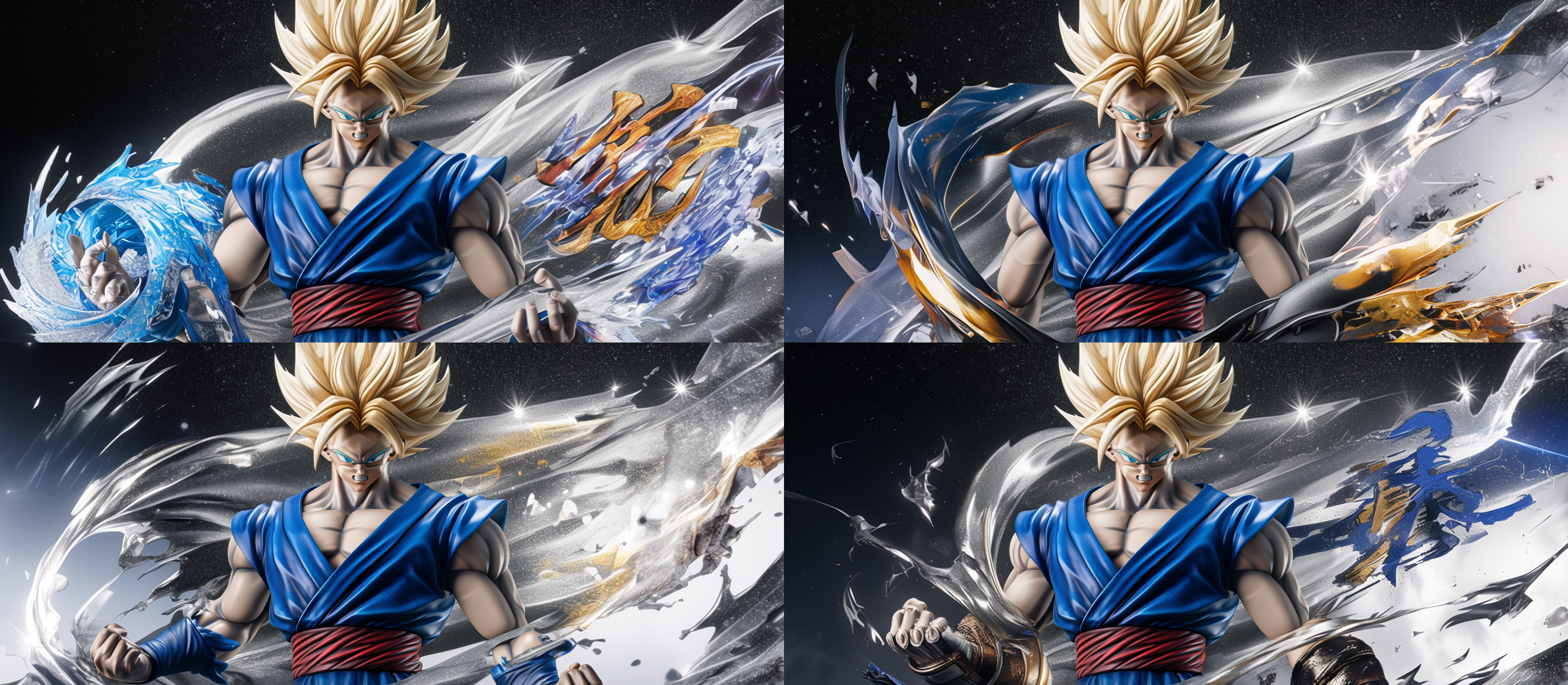 流光耀眼，银绿金色调，配色惊艳，动感构图，金属外观，震撼，高颜值，精美镜头，星海环耀。质量最高