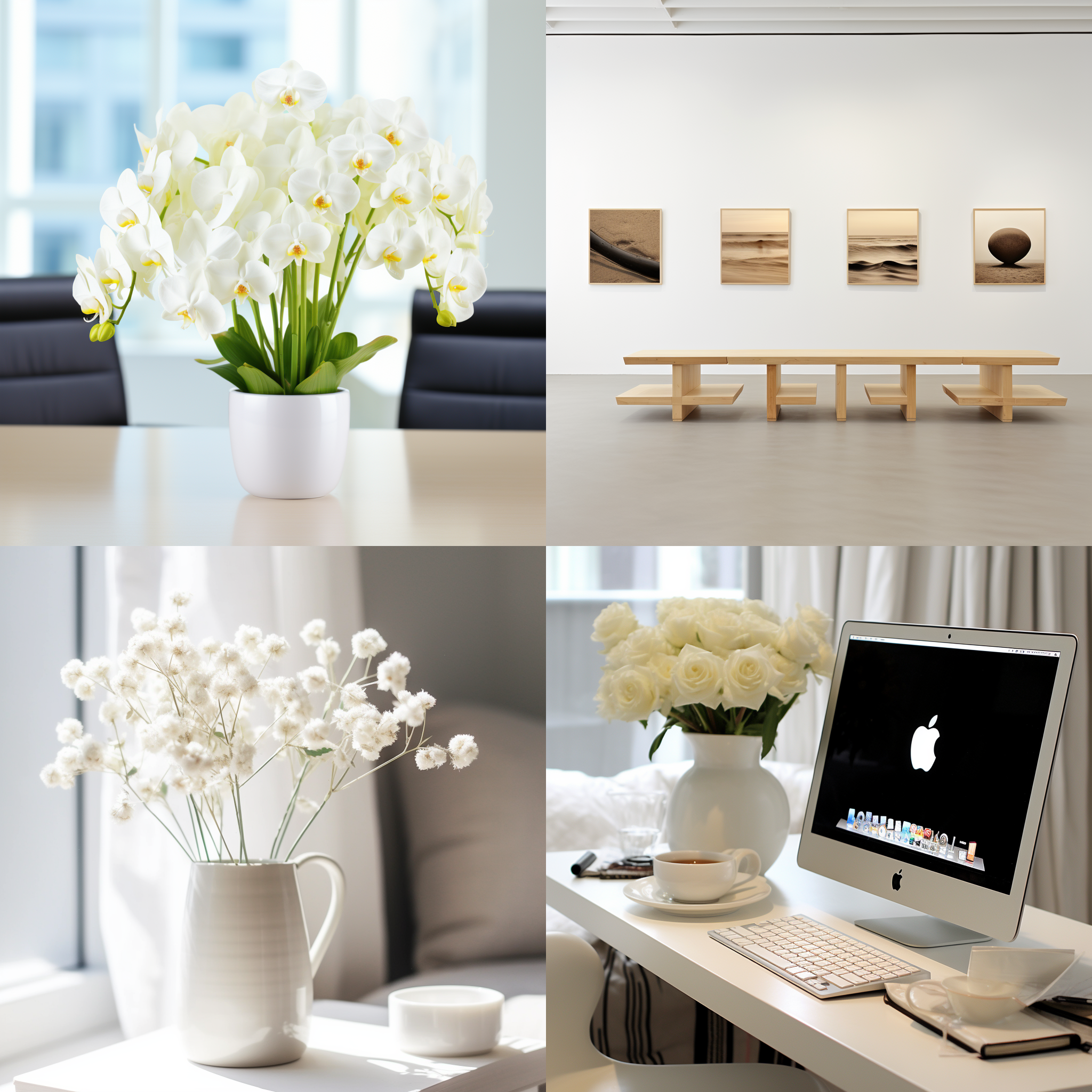 盒子中摆放着一系列精美的图片，桌面是纯白色的。照片构图简洁大方，以盒子和桌面为主要元素，给人一种清新、简洁的感觉。光线柔和，呈现出自然明亮的效果。整个场景以白色为主调，给人一种纯净、高雅的视觉感受。