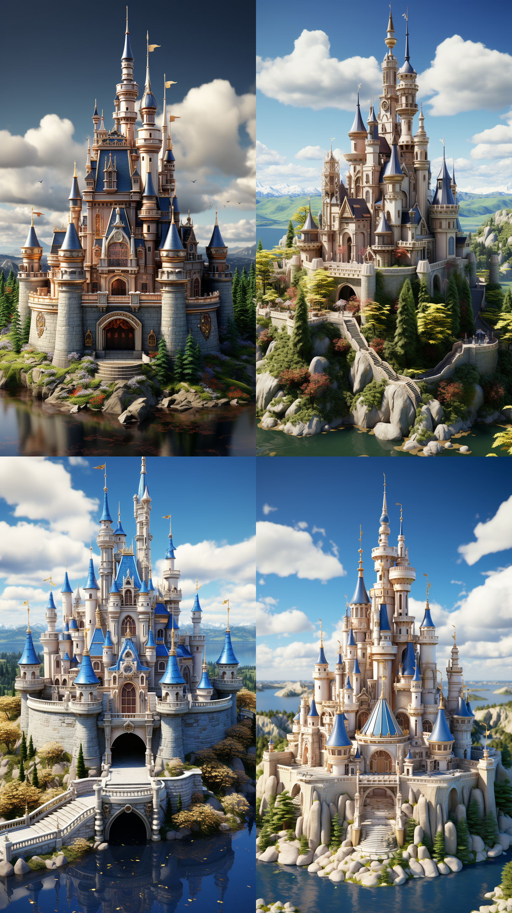 3d渲染，3d等距，迪士尼城堡，高细节，最好的质量，16k