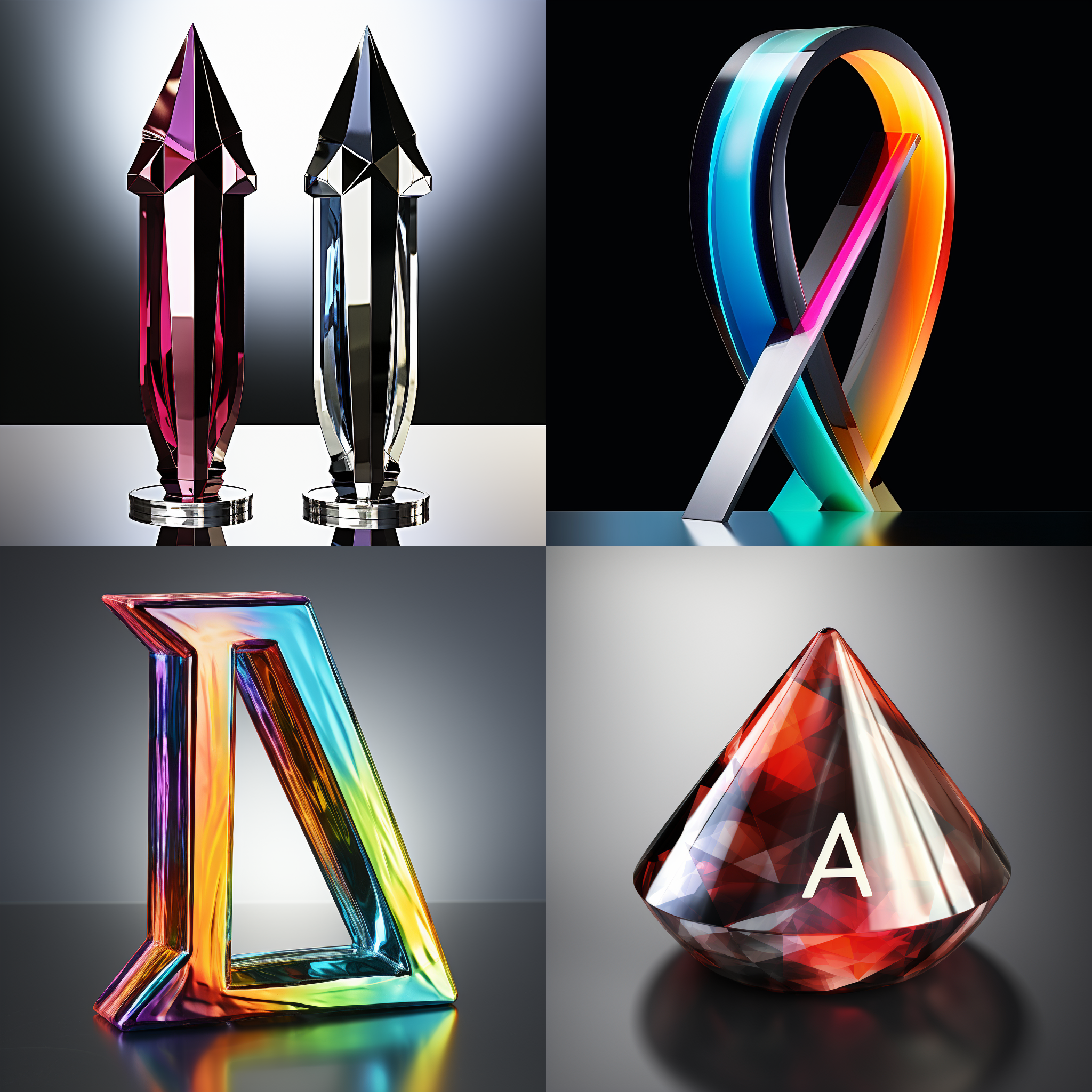 字体“图片定制”，玻璃和彩色折射材料，光滑表面，几何 3d 渲染，站在黑色背景上