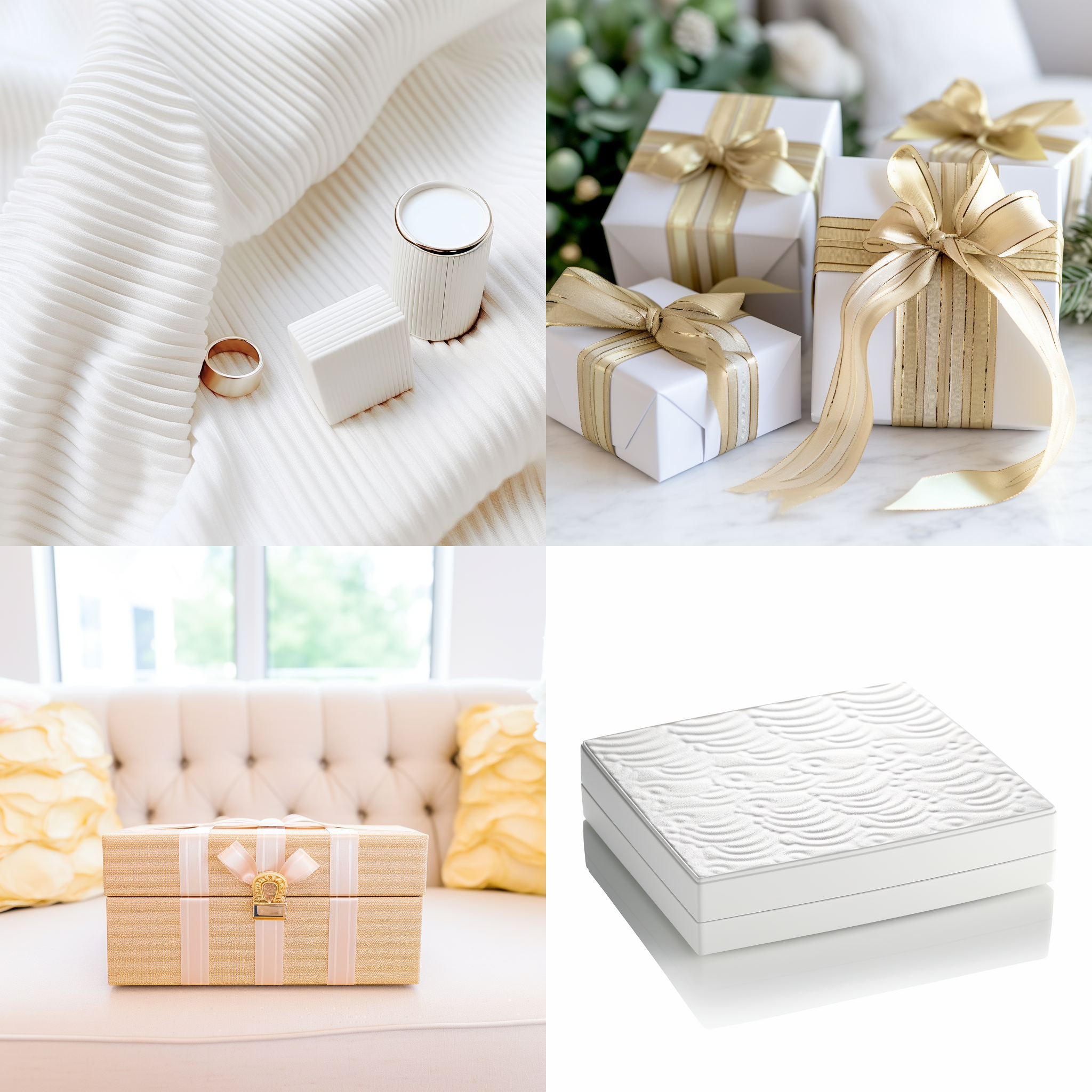 精美盒子包装，白色桌面，布