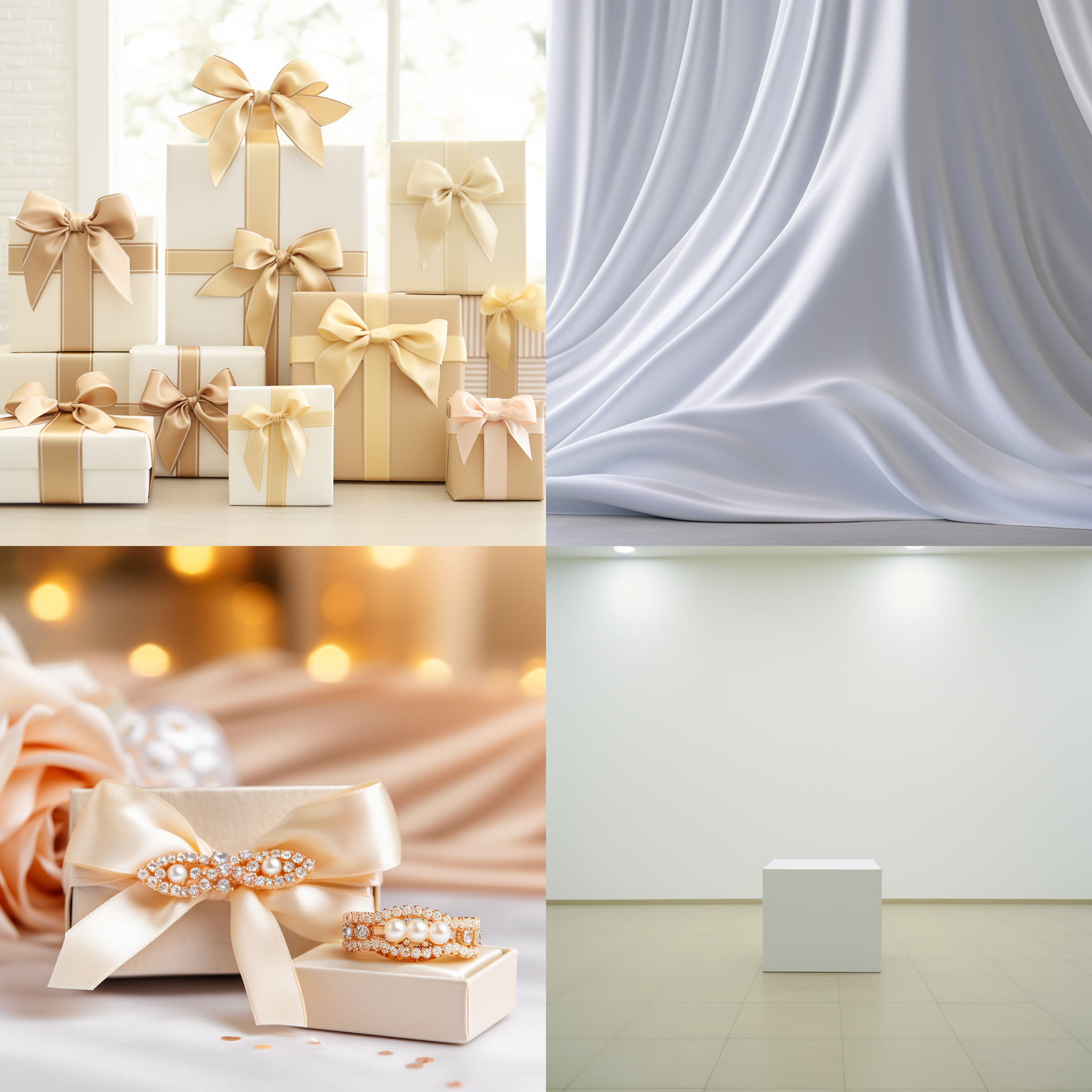 精美盒子包装，白色桌面，白布