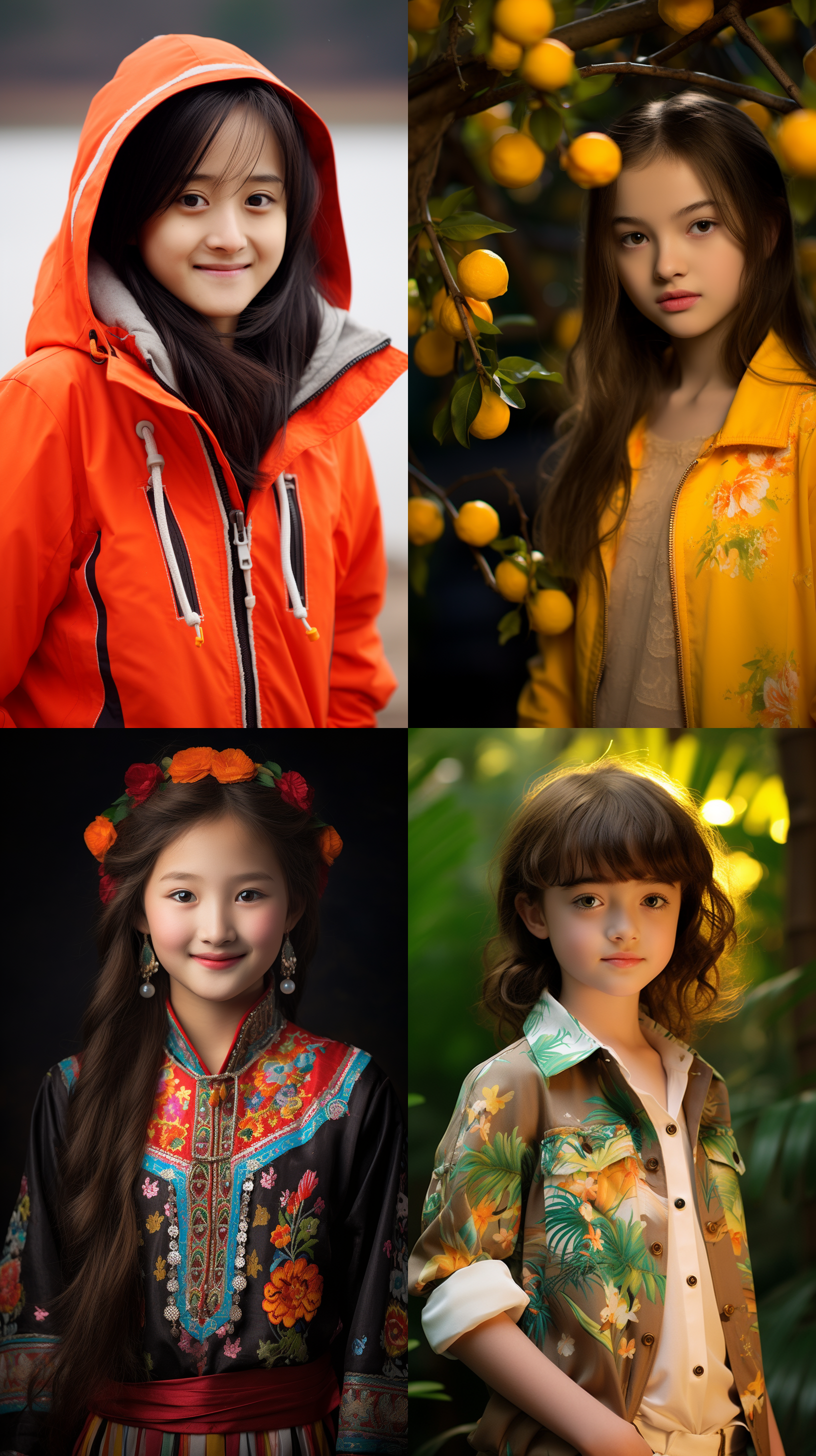 12岁中国少女，明亮色调，肖像镜头，明亮光线，自然风景，微笑，清晰焦距，柔和光线，大光圈，自然表情，暖色调。