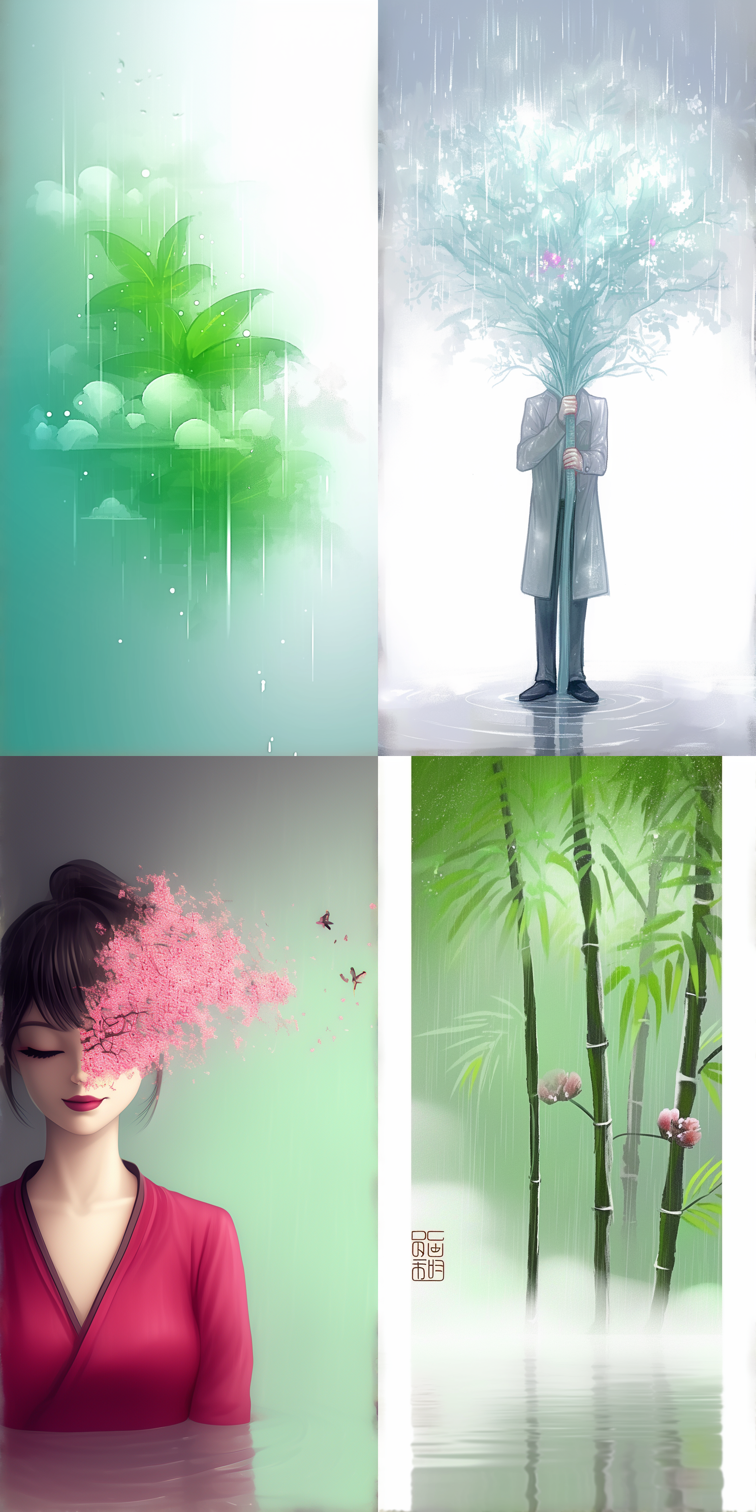 水墨风格，清明，燕子，柳枝