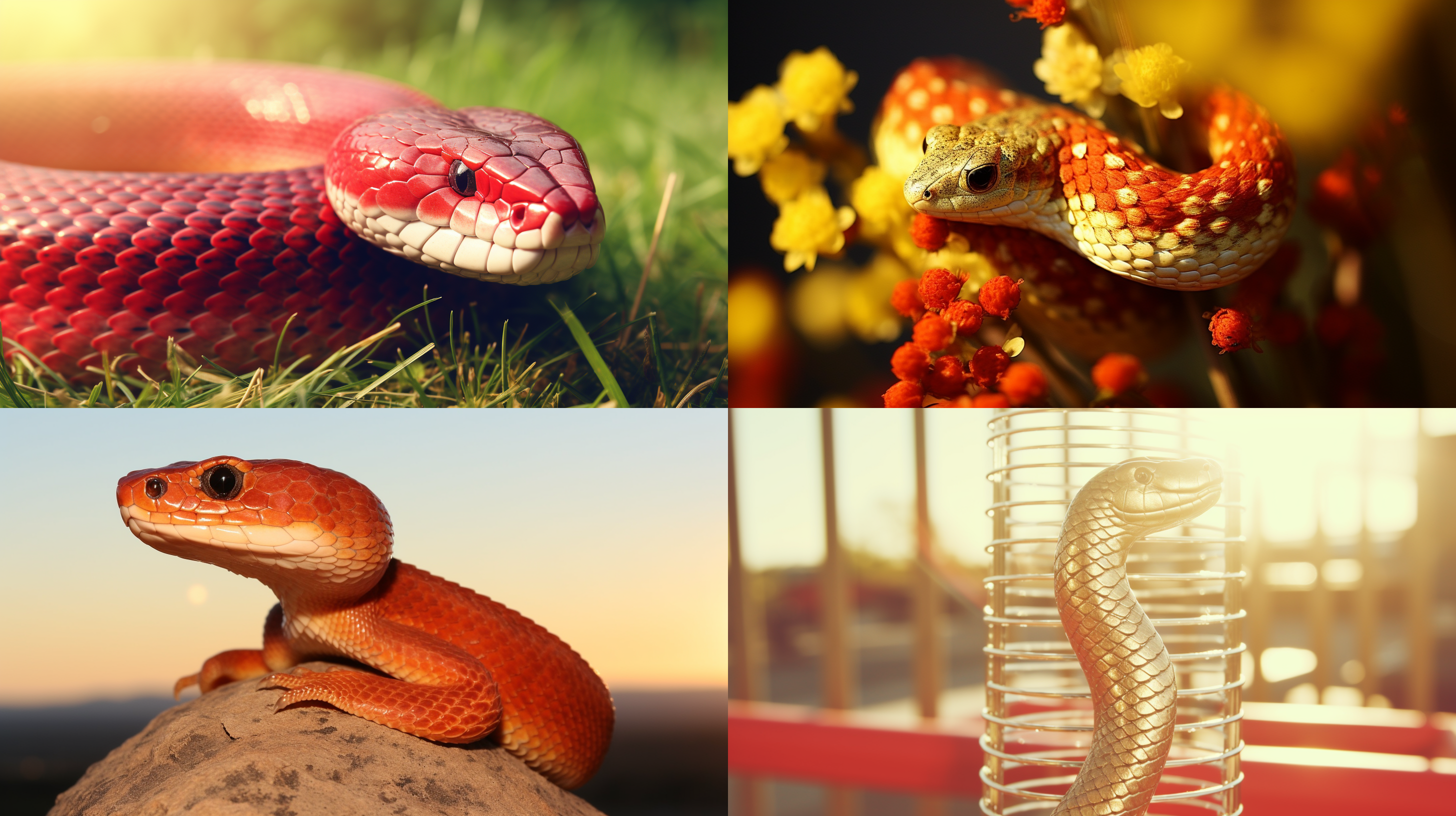 蛇自然环境，日落光线，明亮