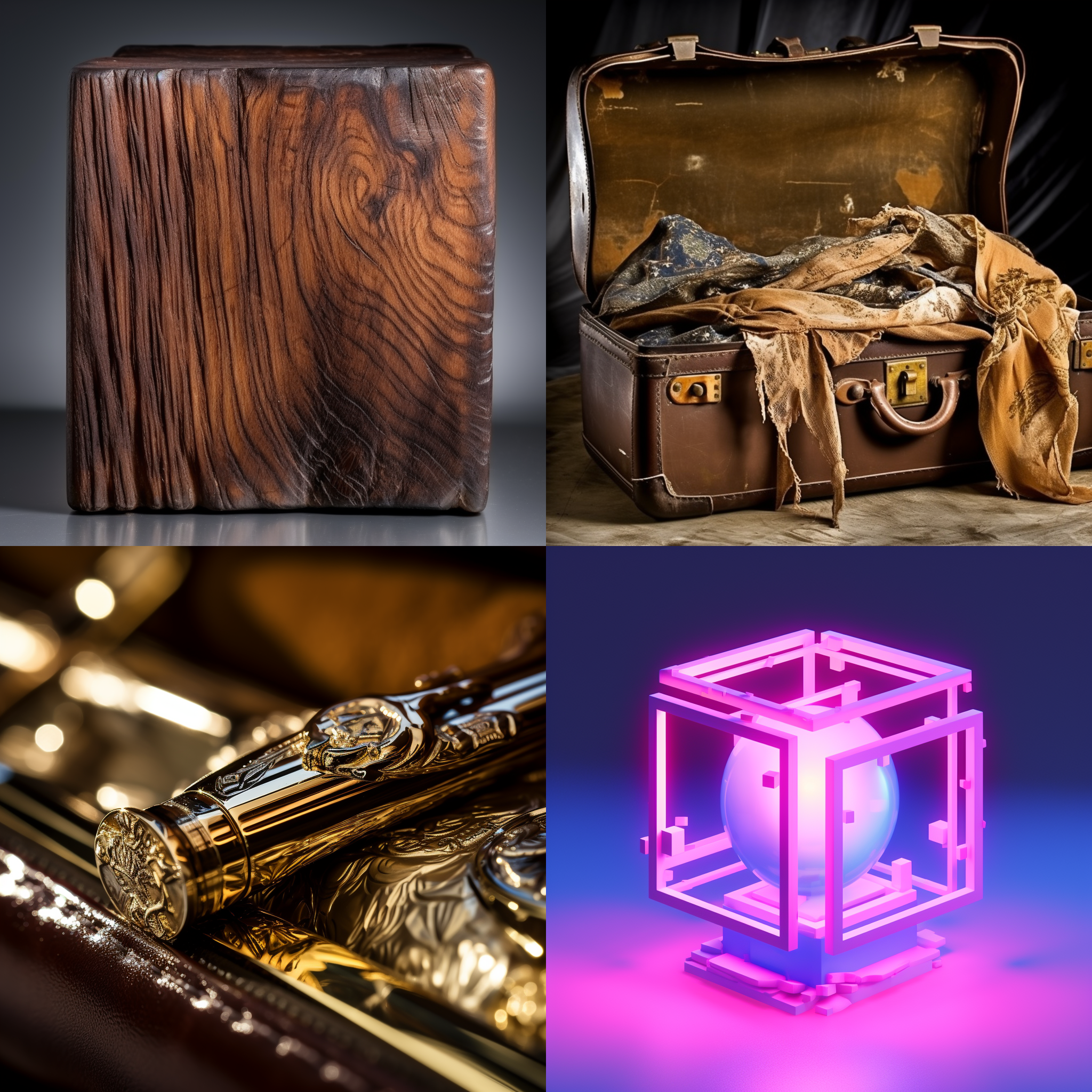 盒子包装，精美设计，对角线布局，明亮灯光，细节丰富，纹理感强，木质材料，桌面背景，暖色调，饱和度高，平面摄影风格，简洁构图。