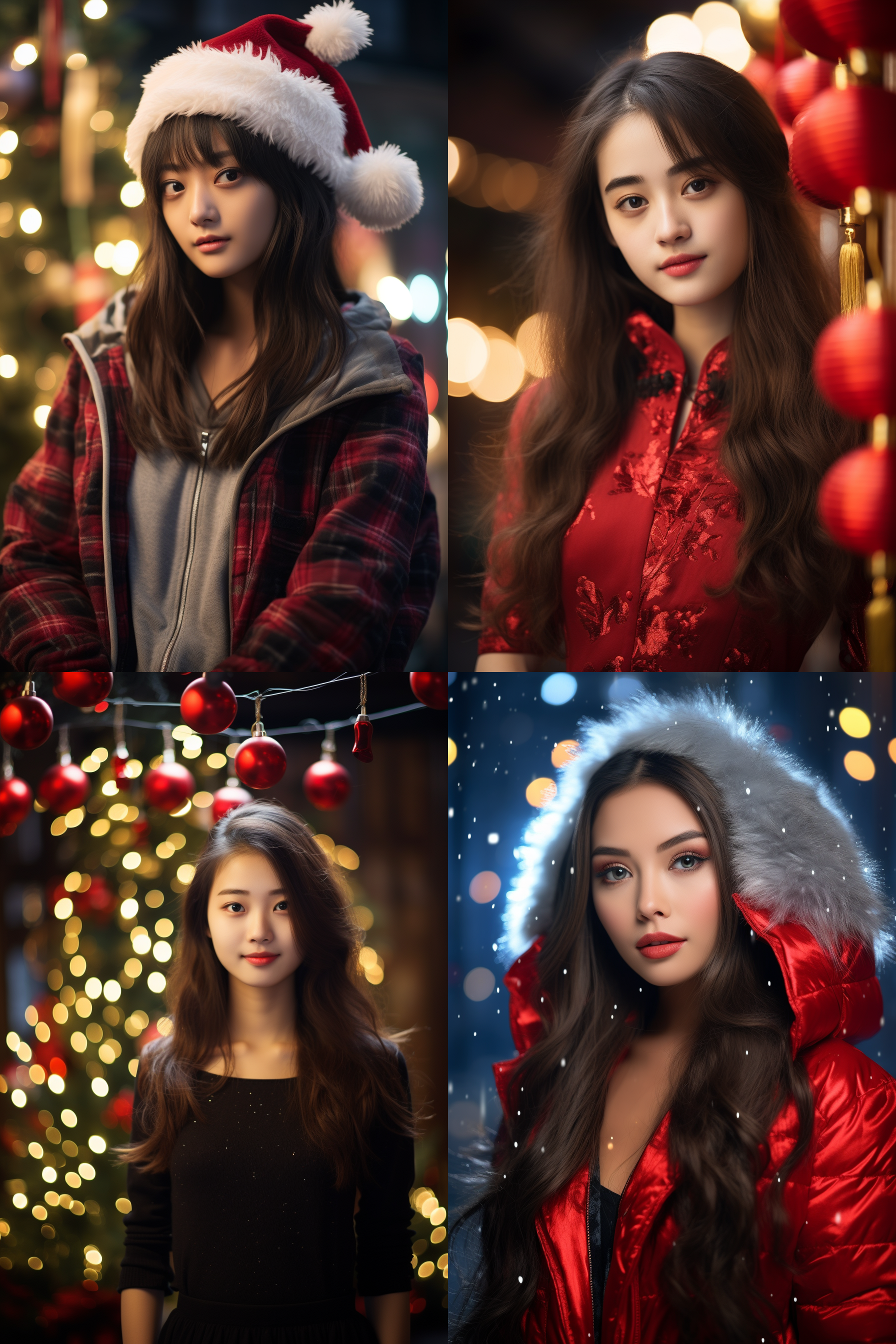 中国女孩人像，圣诞氛围，明亮环境，超高清摄影图