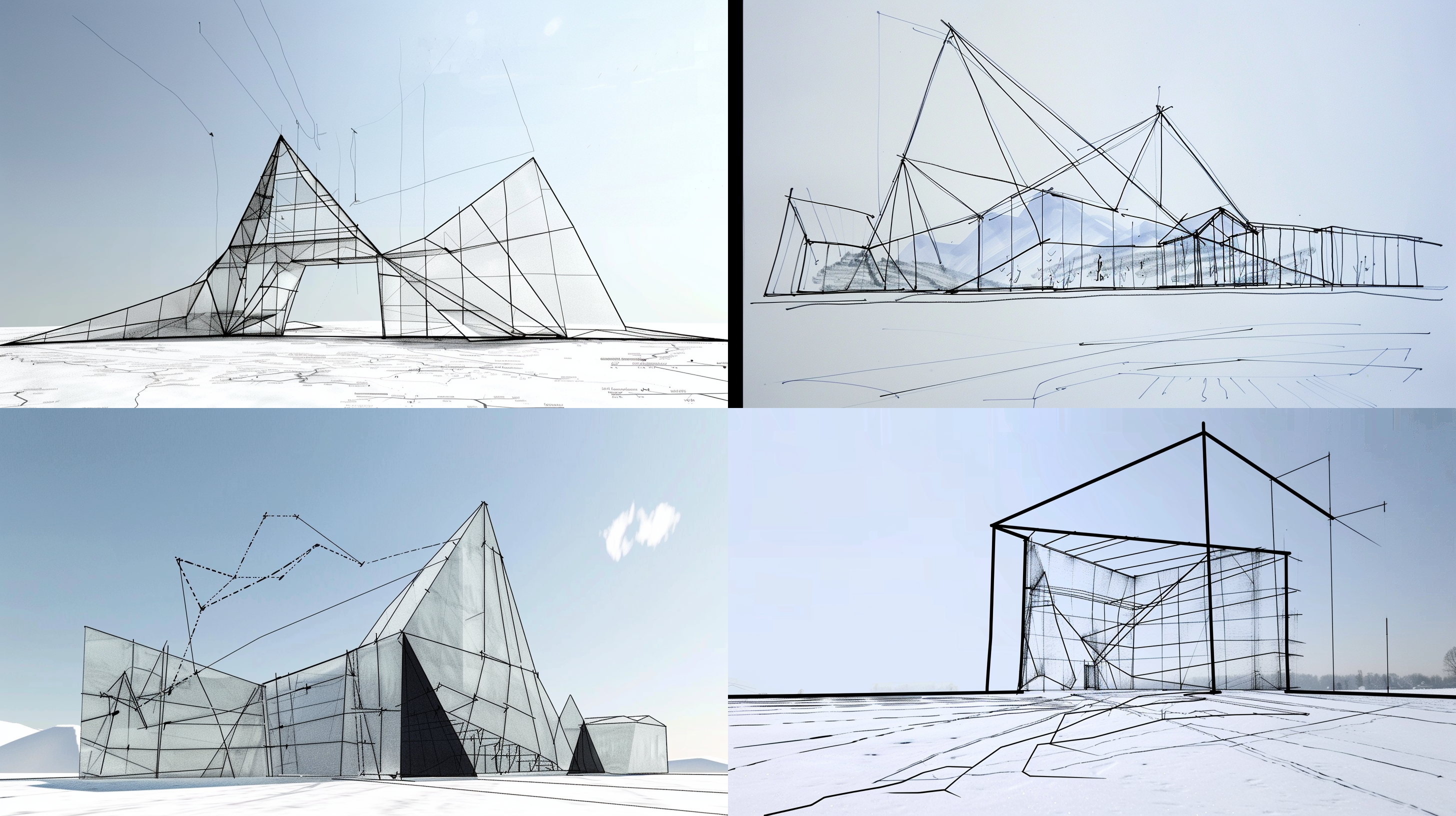 完全按照参考图的建筑轮廓，生成建筑效果图，外立面采用浅色石材加超白玻，现代建筑 当代建筑 北欧建筑