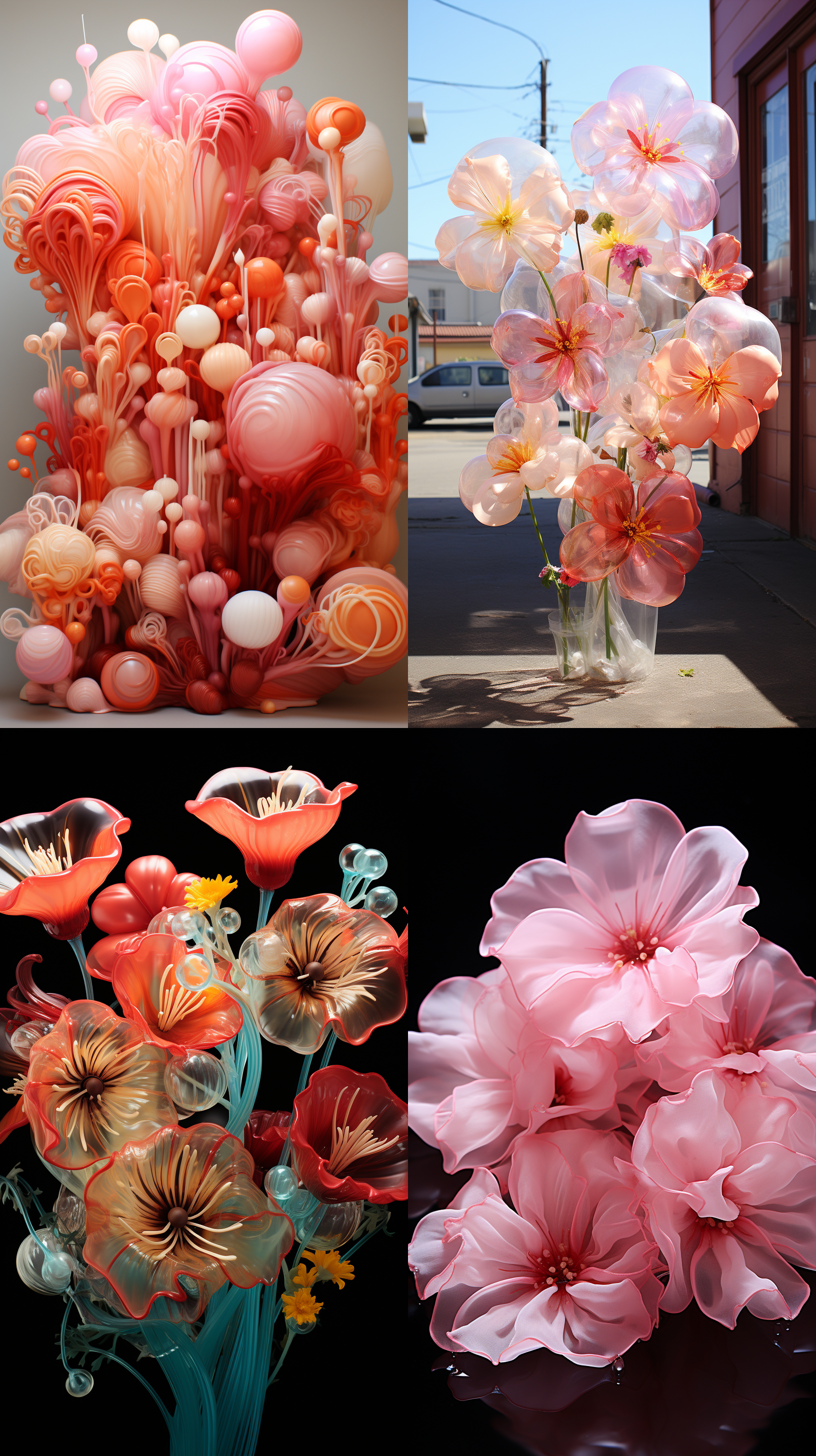 充气花，气球花, 膨胀,变形,波浪