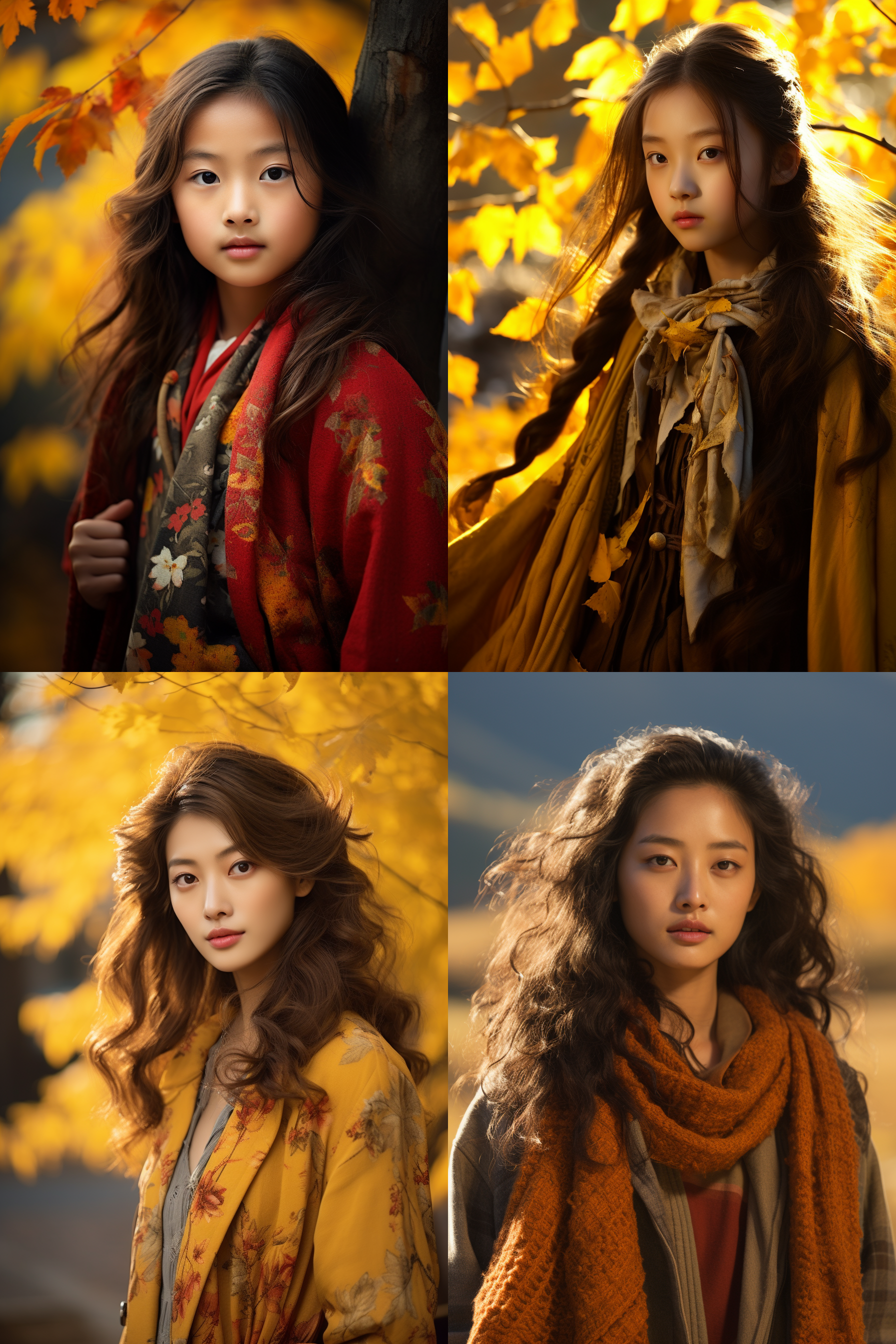 中国女孩人像，秋季户外，明亮环境，超高清摄影图