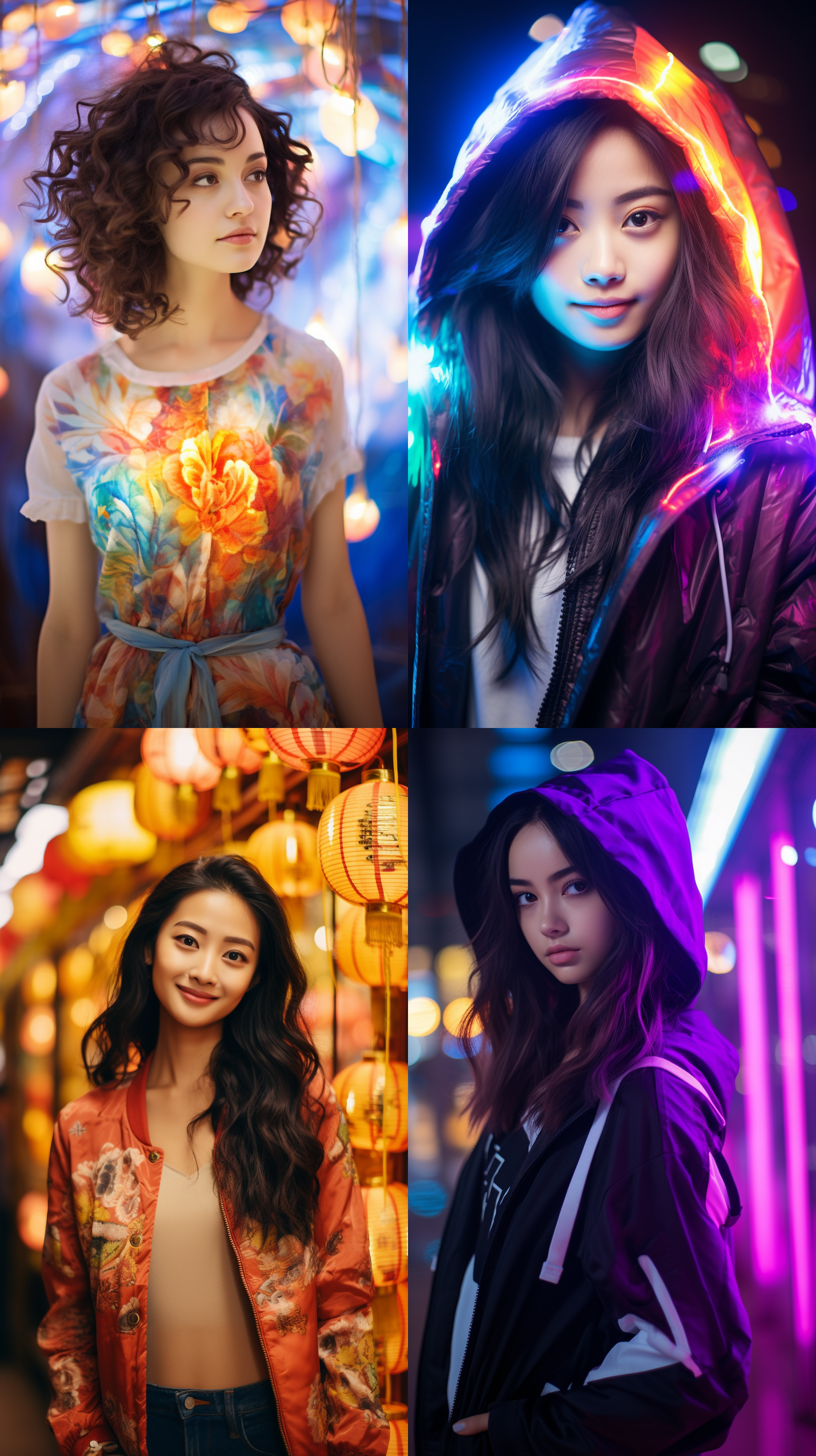 明亮色调，可爱中国女生人像，肖像镜头，明亮光线