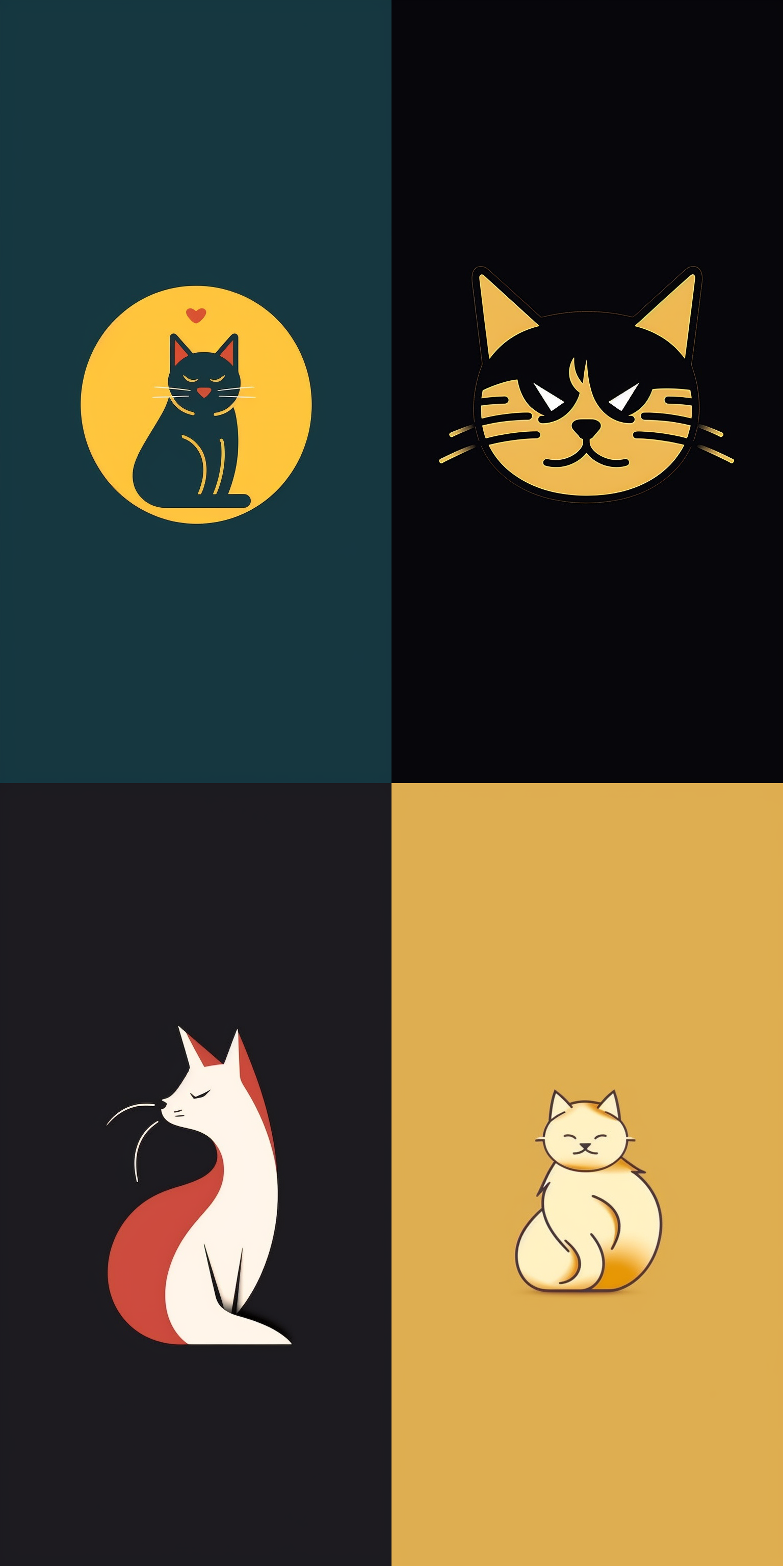 flat vector graphic line logo of cat simple minimal