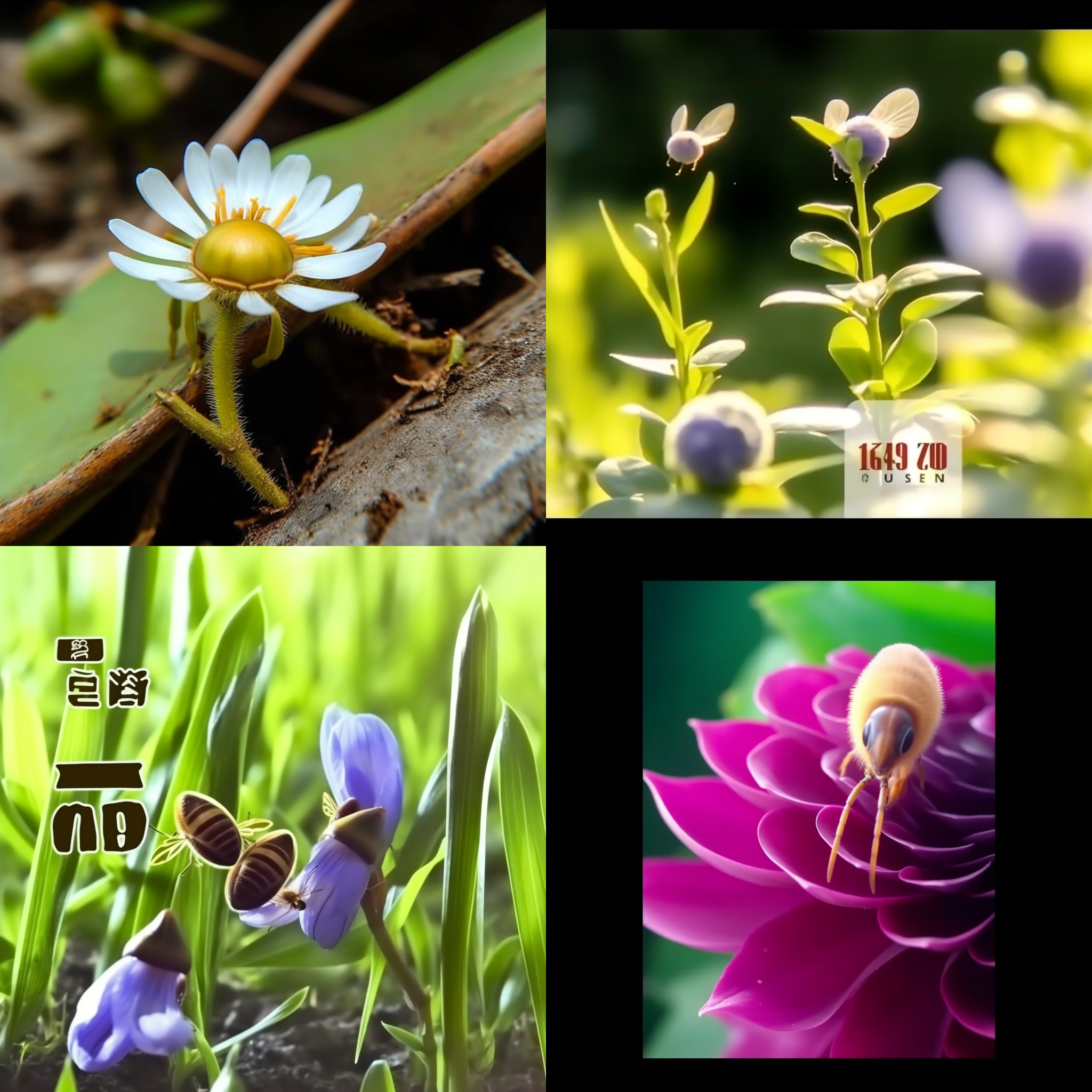 小蜜蜂采花, 片刻静止, 自然环境, 微距摄影, 明亮色彩, 花朵细节, 快门速度, 蜜蜂动作, 花粉, 和谐自然。