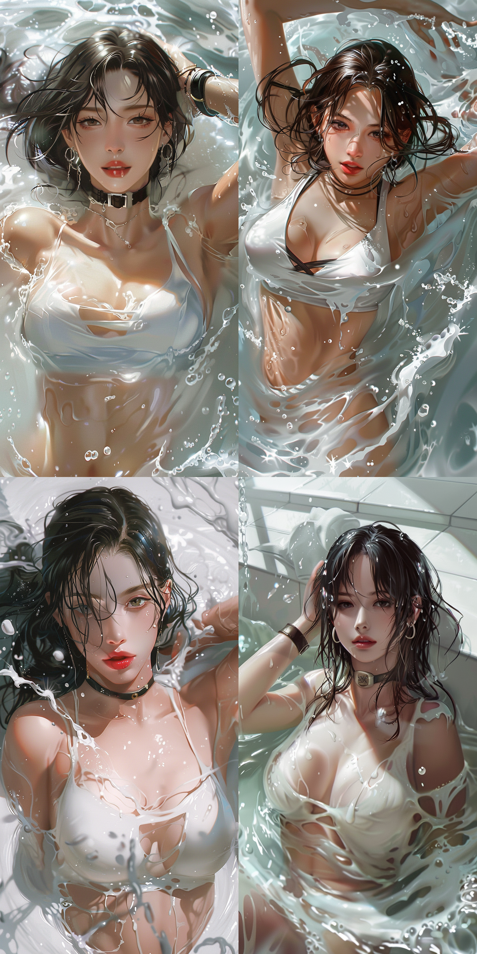 mai,king of fighters,white skin,swimming in milk.