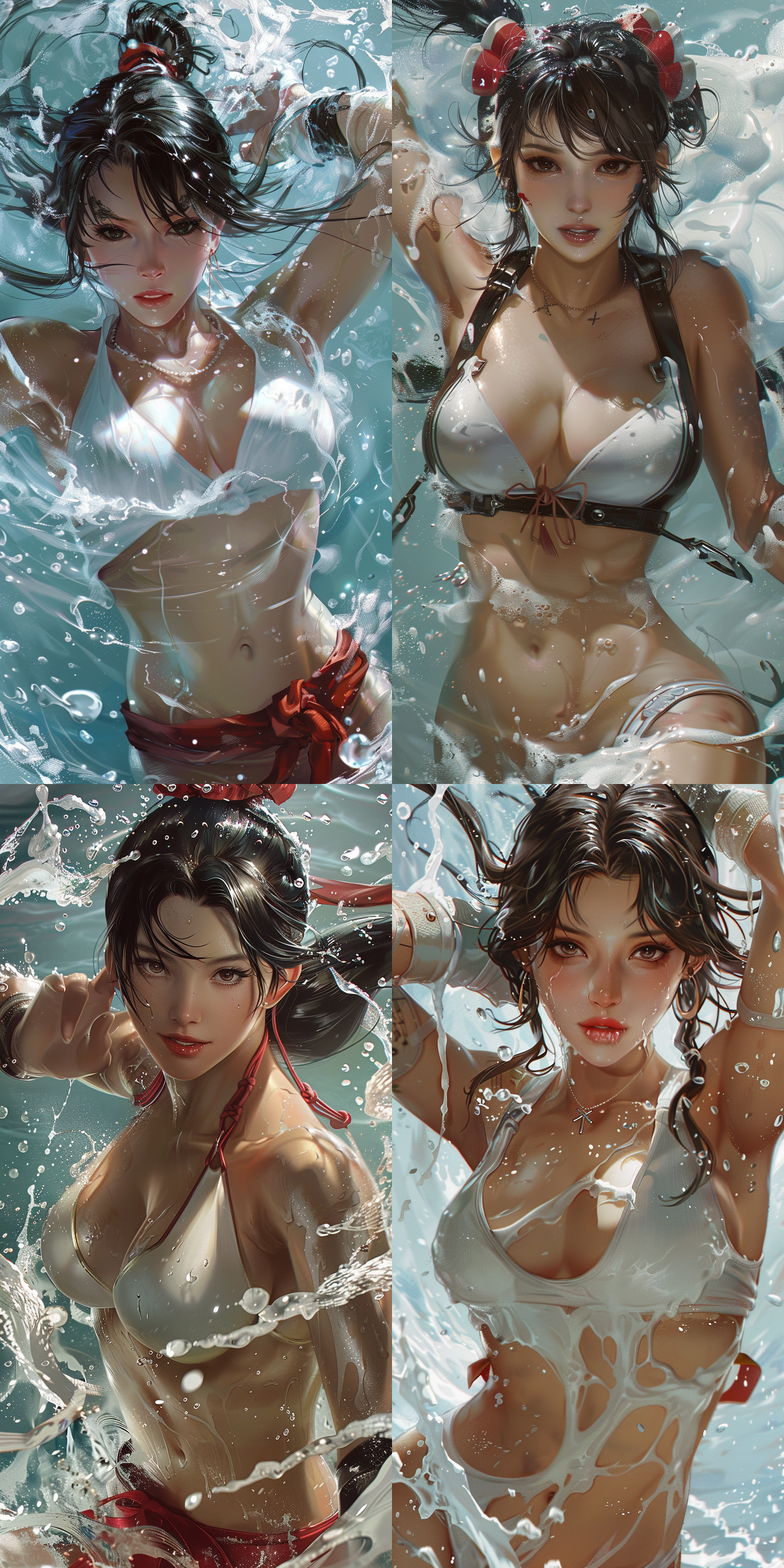mai,king of fighters,white skin,swimming in milk.