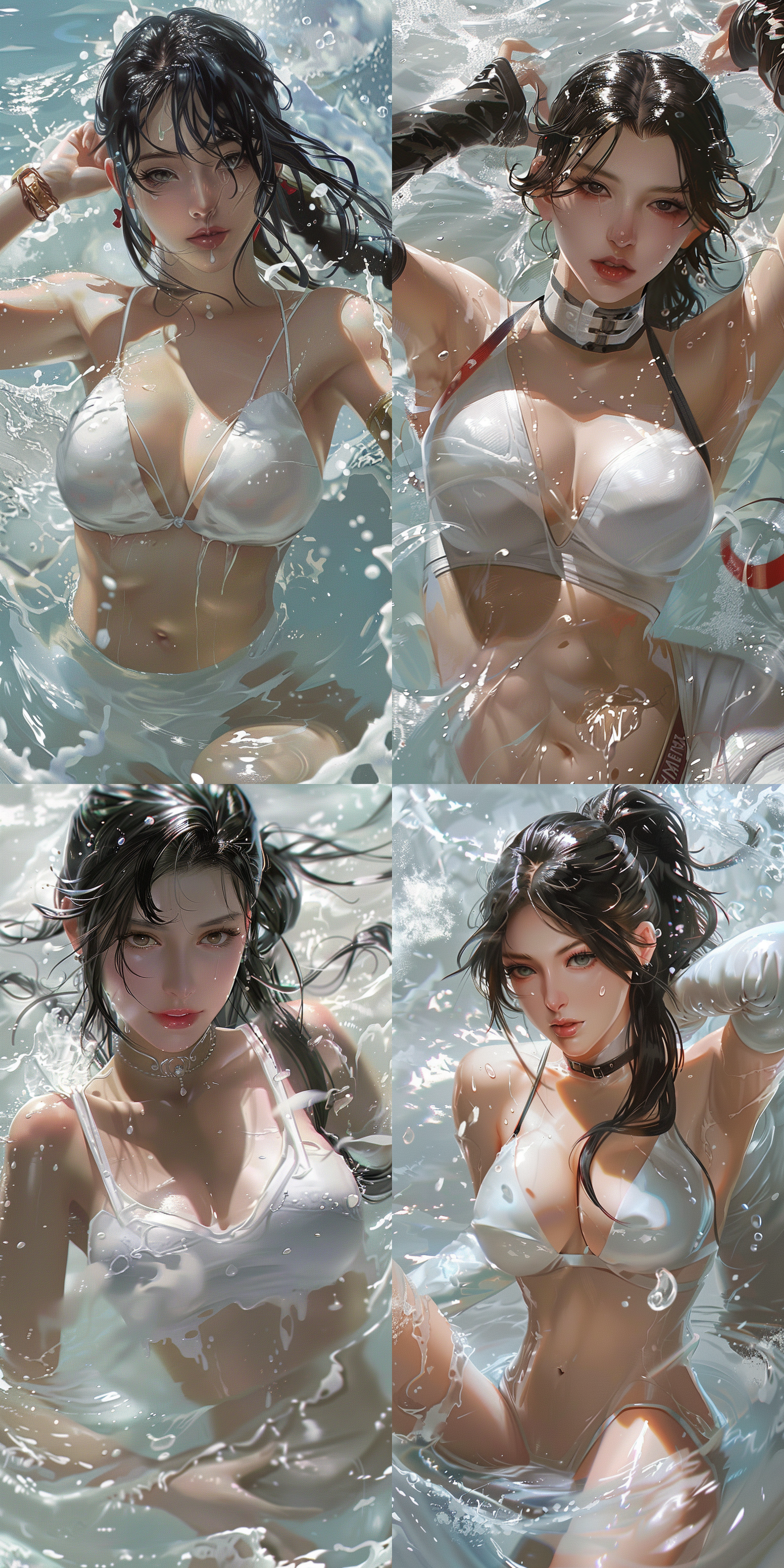 mai,king of fighters,white skin,swimming in milk.
