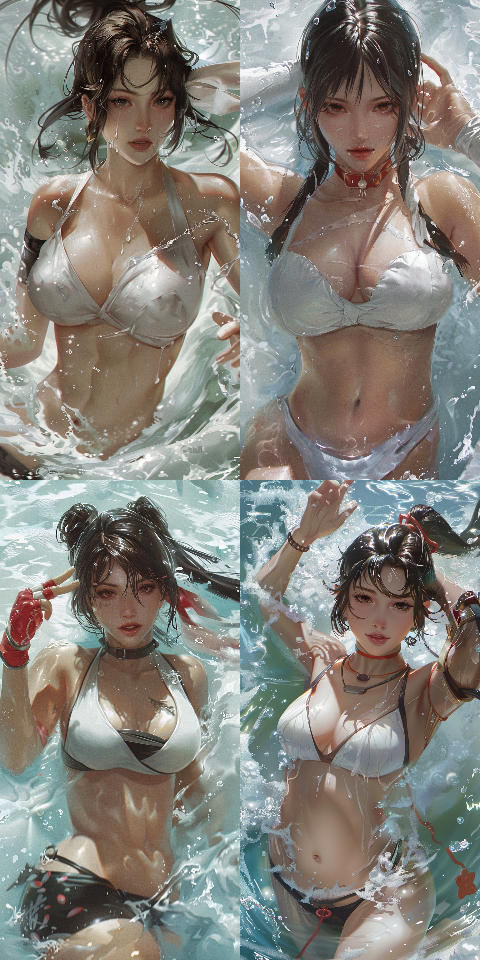 mai,king of fighters,white skin,swimming in milk.