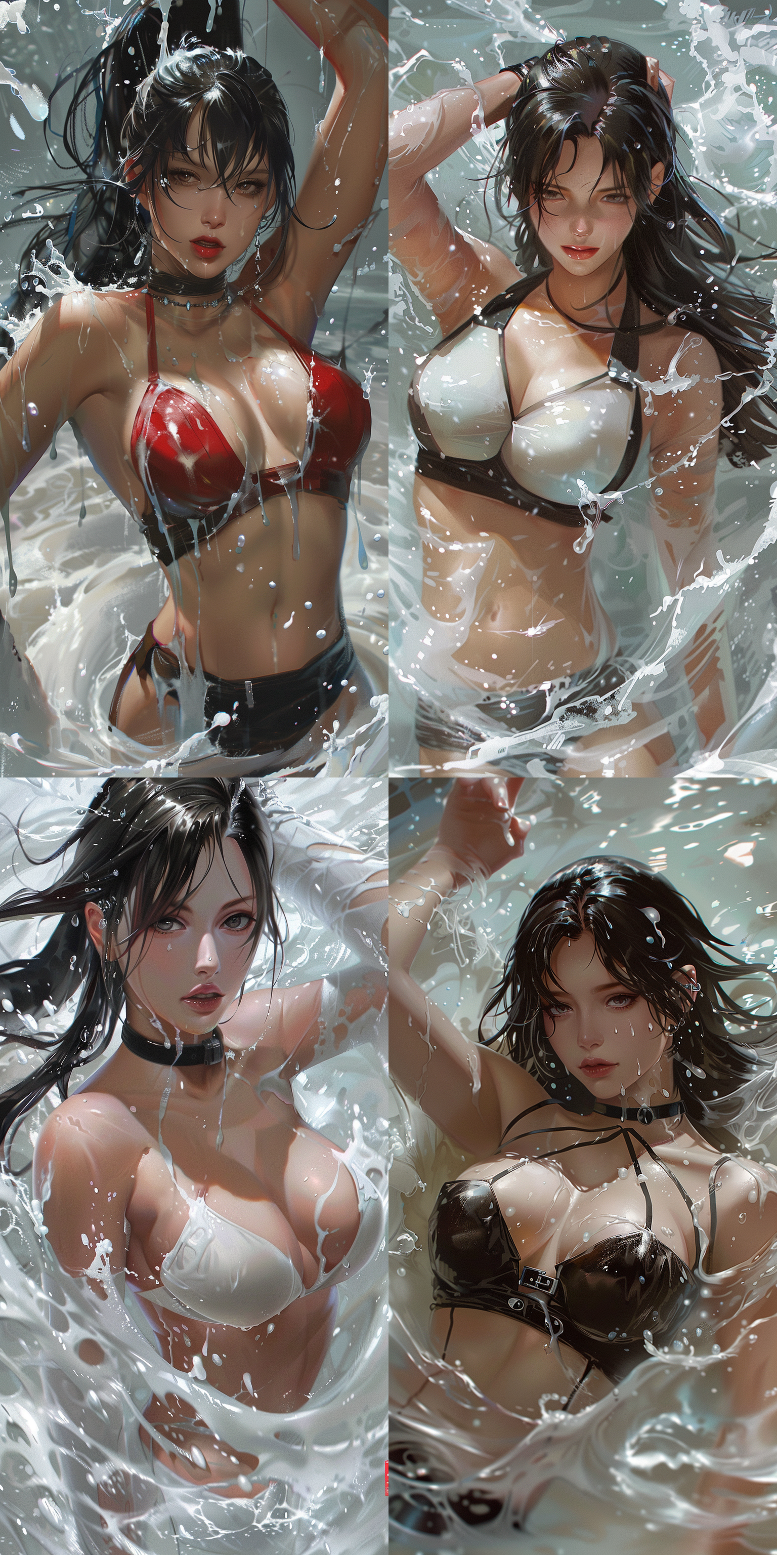 mai,king of fighters,white skin,swimming in milk.