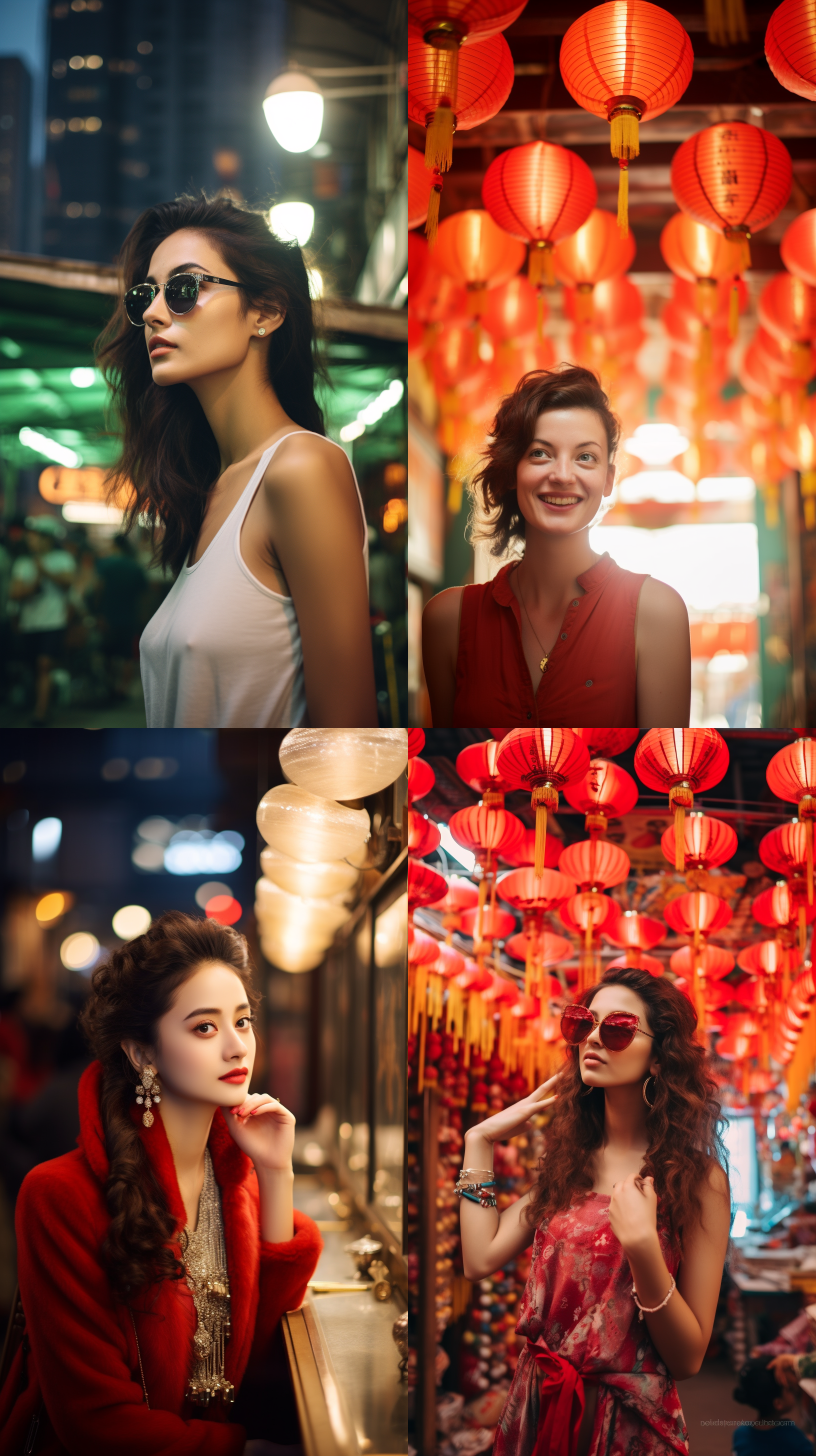 明亮色调，复古港风中国人像，肖像镜头，明亮光线