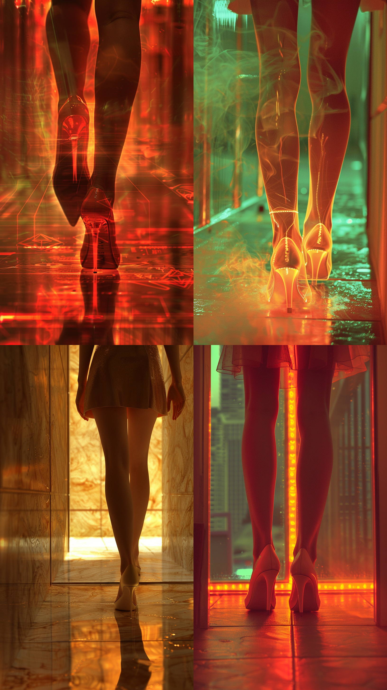 女性脚底，平面展示，高跟鞋，鞋垫防滑效果，科学力学图，明亮，高清晰度，斜面摩擦力，暖色调，高跟鞋，力量，清晰。大厦墙壁背景，只展现脚底光影效果，其它部分回归真实