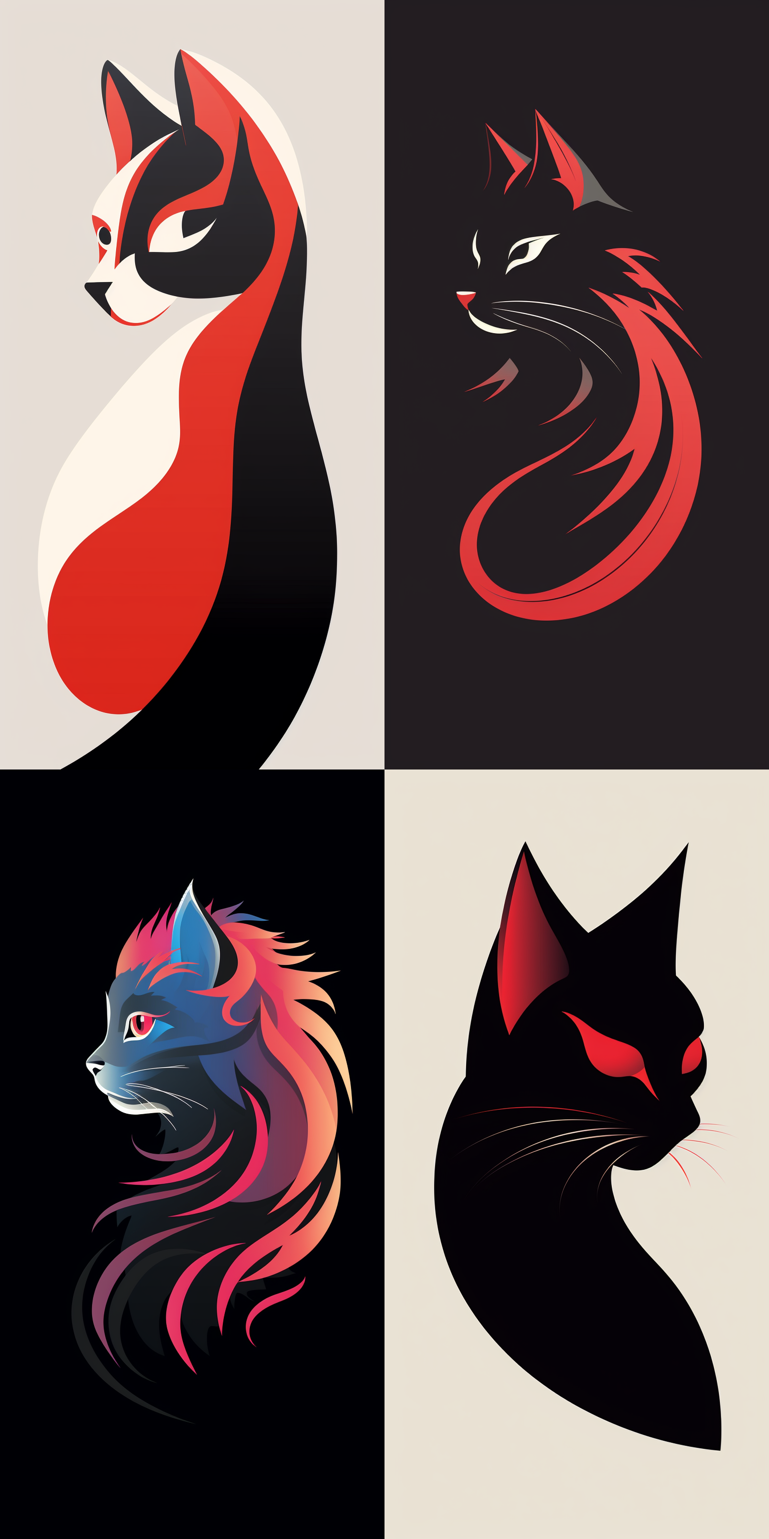扁平化，矢量图，猫的logo，风格简洁