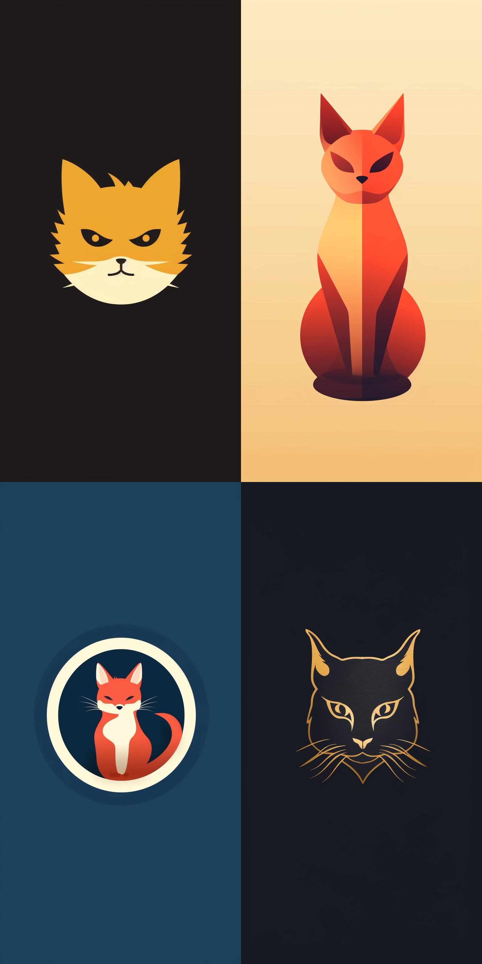 flat vector graphic logo of cat simple minimal