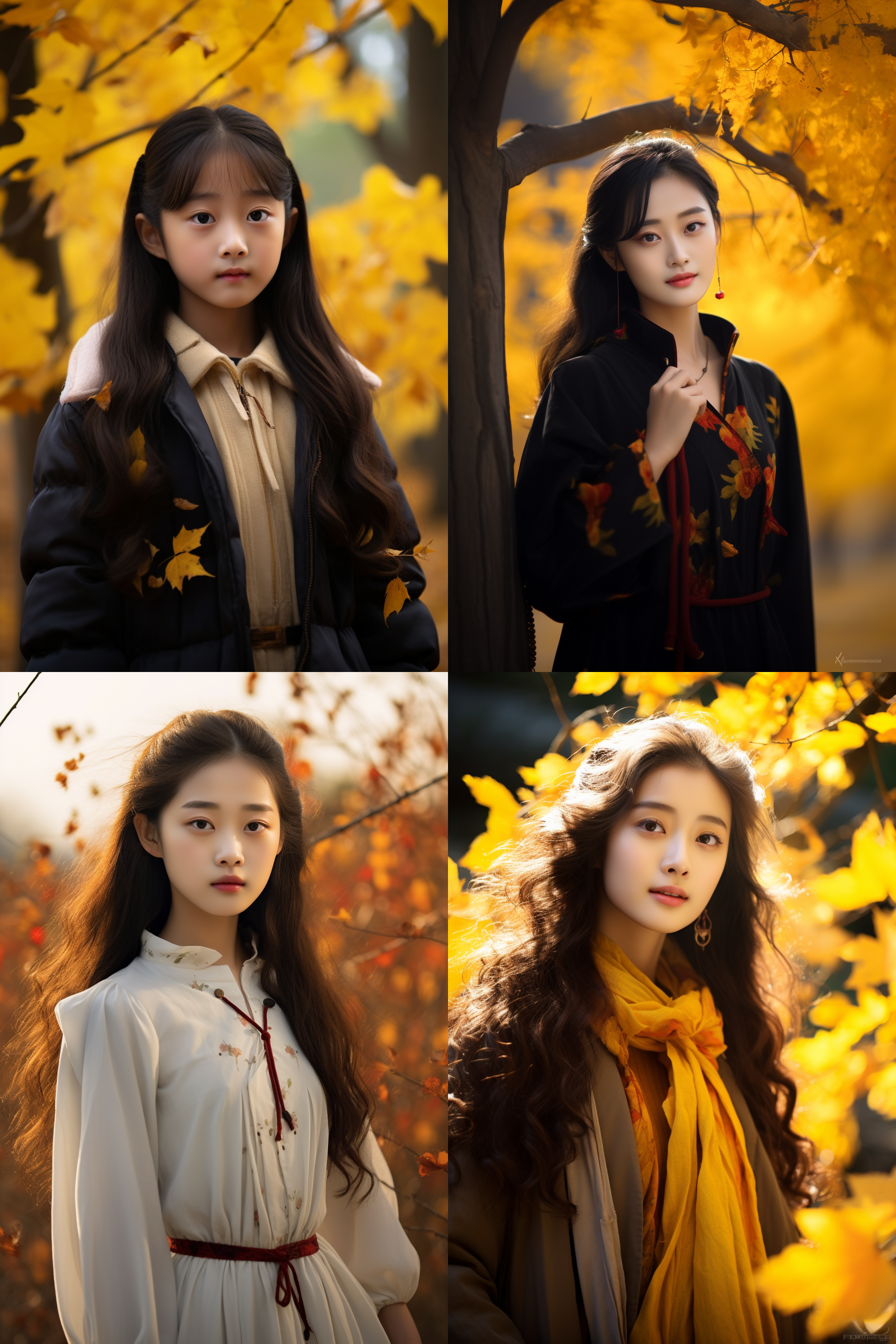 中国女孩人像，秋季户外，明亮环境，超高清摄影图