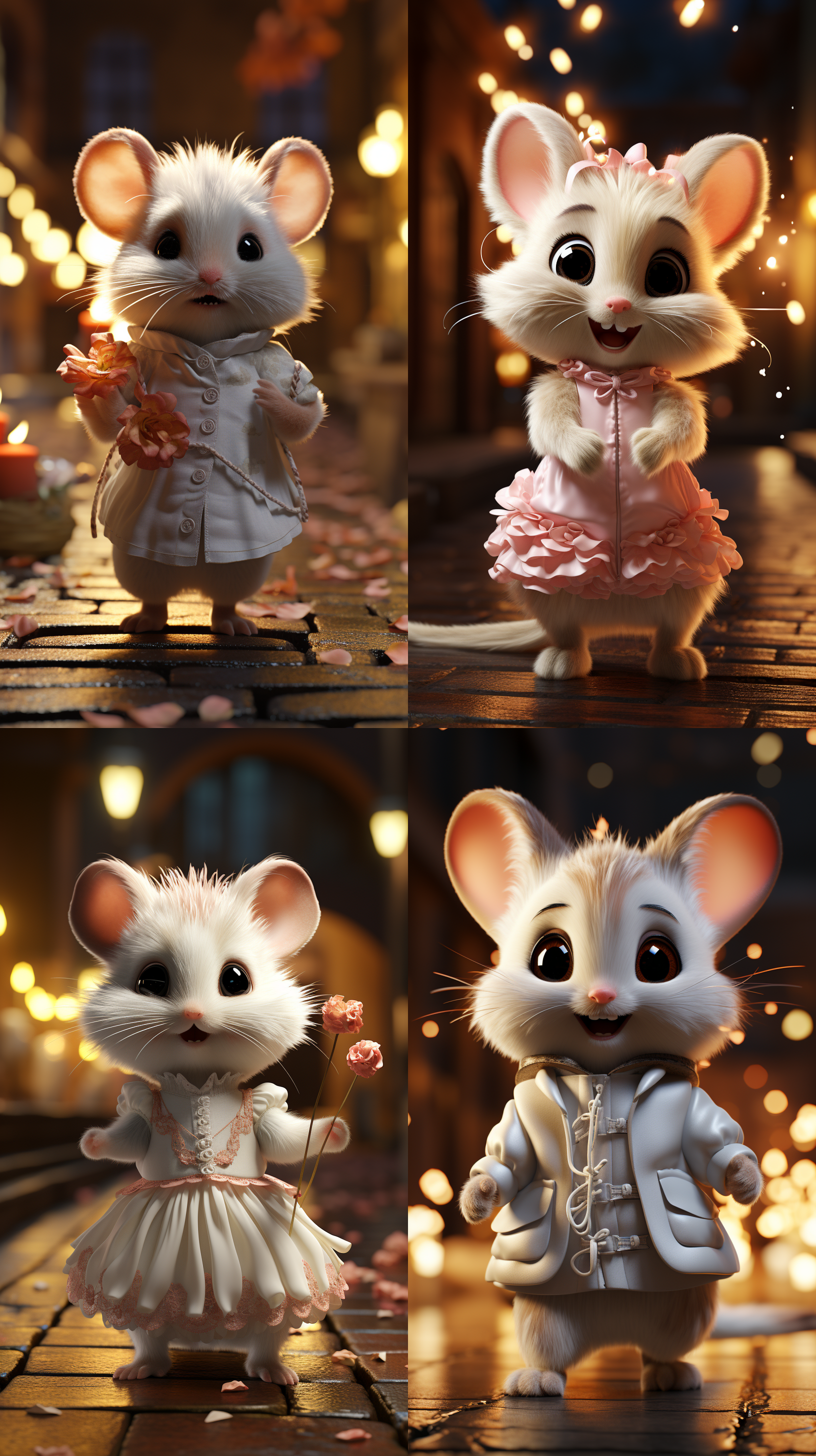 a cute anthropomorphic baby mouse dressed as a ballerina, dressed in elegant chinese ballet skirt, dancing ballet, sweet smile extremely detailed 3d animation rendering symmetrical central position, super realistic, super detailed, luxurious, 3, cinematic lighting, super clear details,8k,