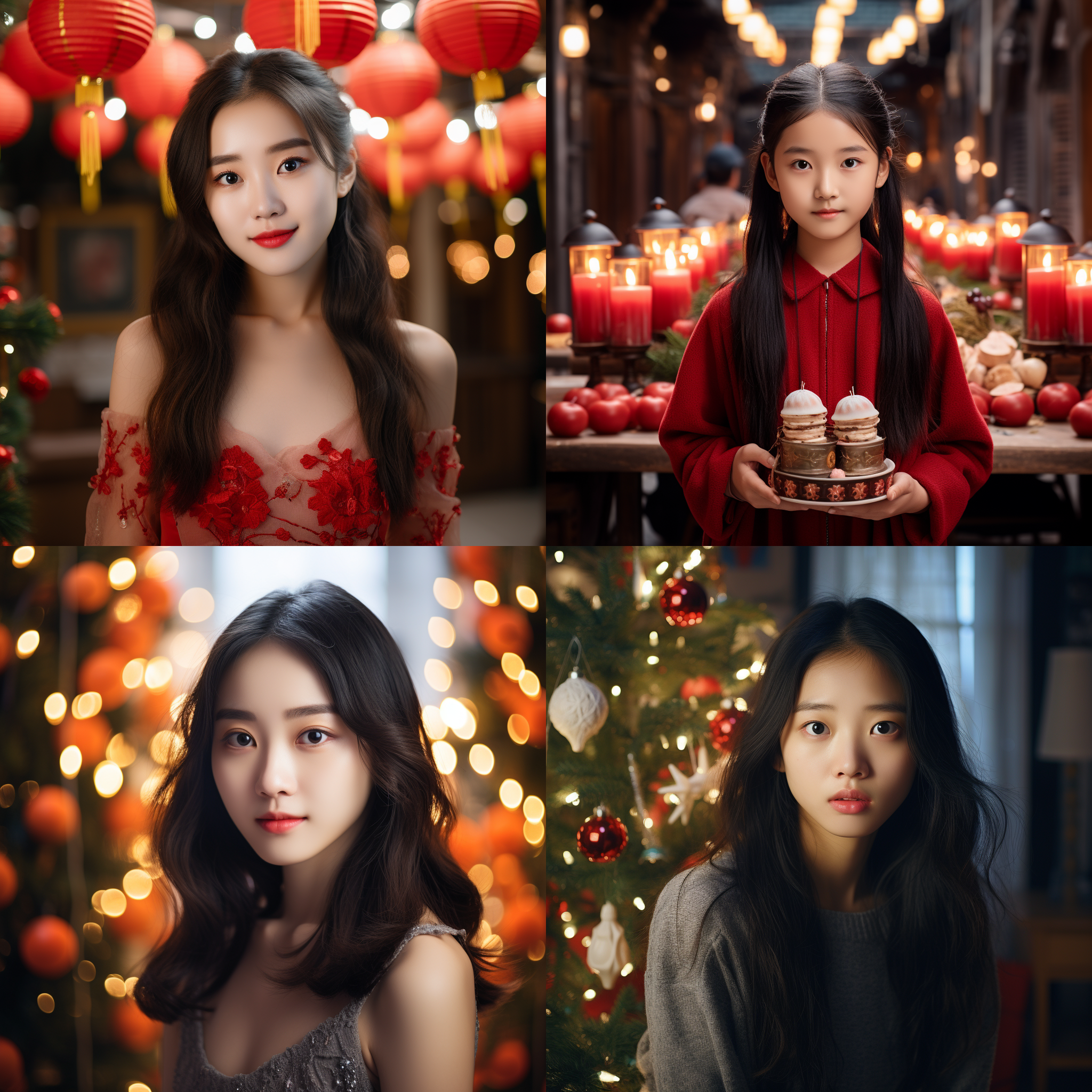 中国女孩人像，圣诞氛围，明亮环境，超高清摄影图