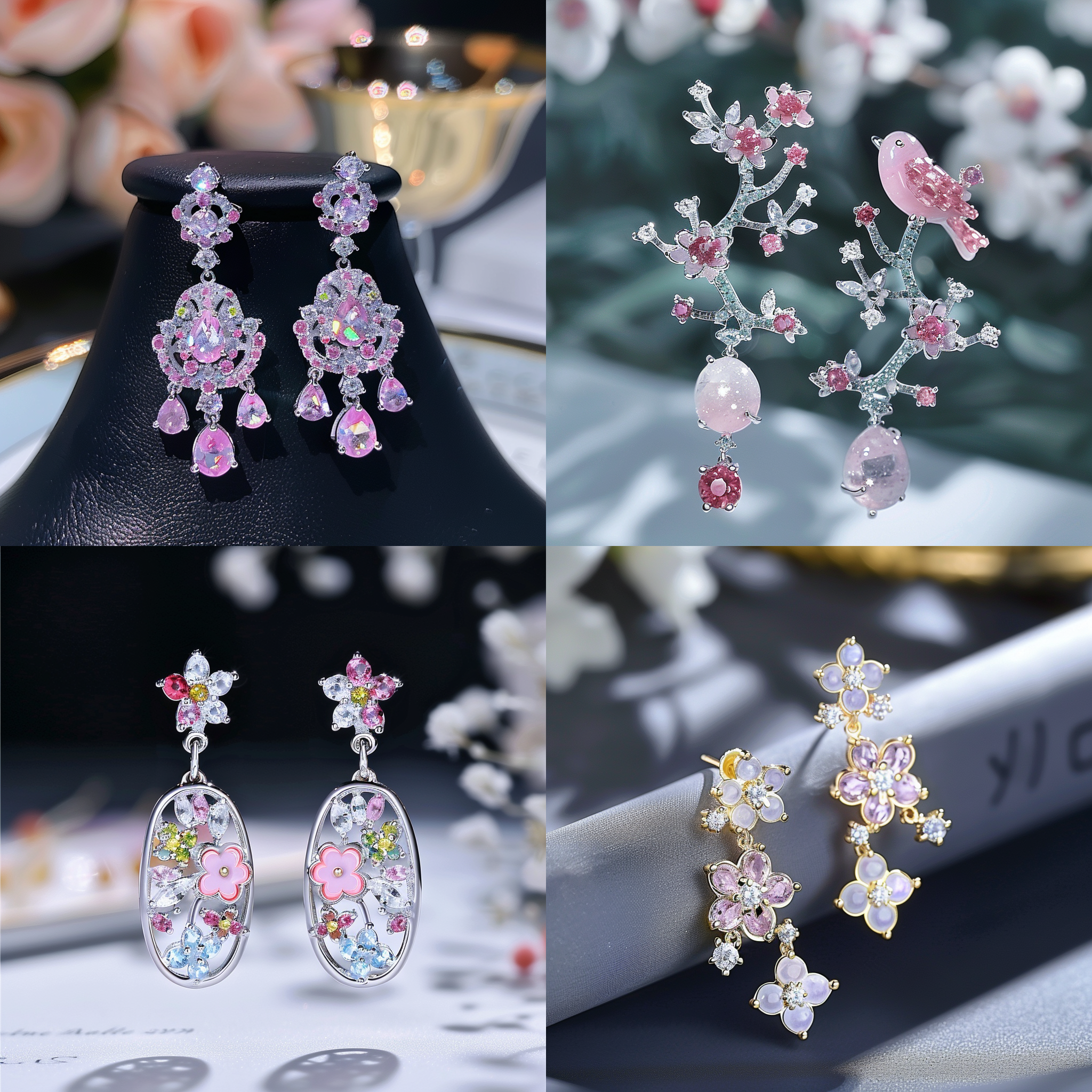 耳环，精致优雅，浪漫氛围，年轻化，宝石镶嵌，