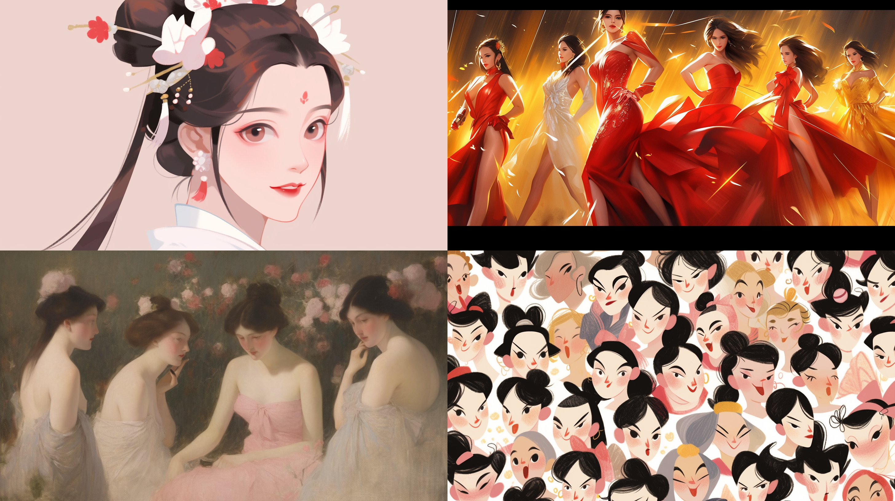 国风，壁画，敦煌，古风，金线，富丽堂皇