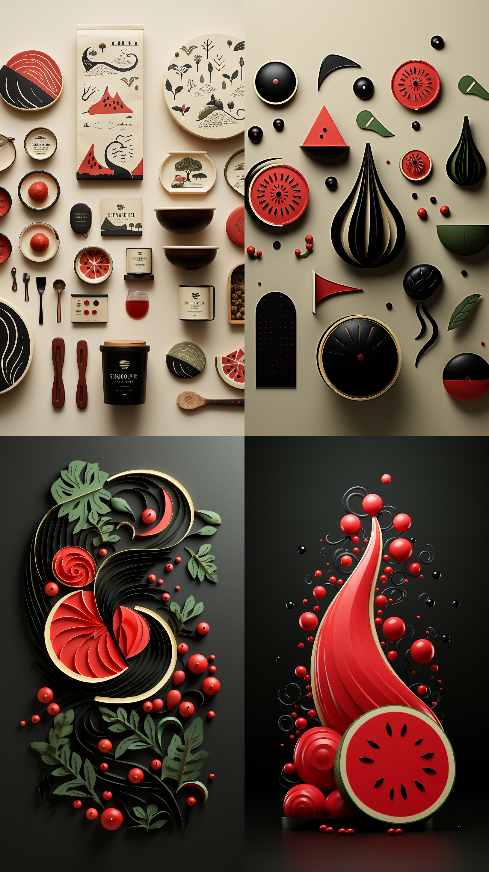 西瓜，logo design, minimalist style, black and white color scheme, three-dimensional sense, rich details, abstract concepts, commercial design, smooth lines, modern sense, professional atmosphere.