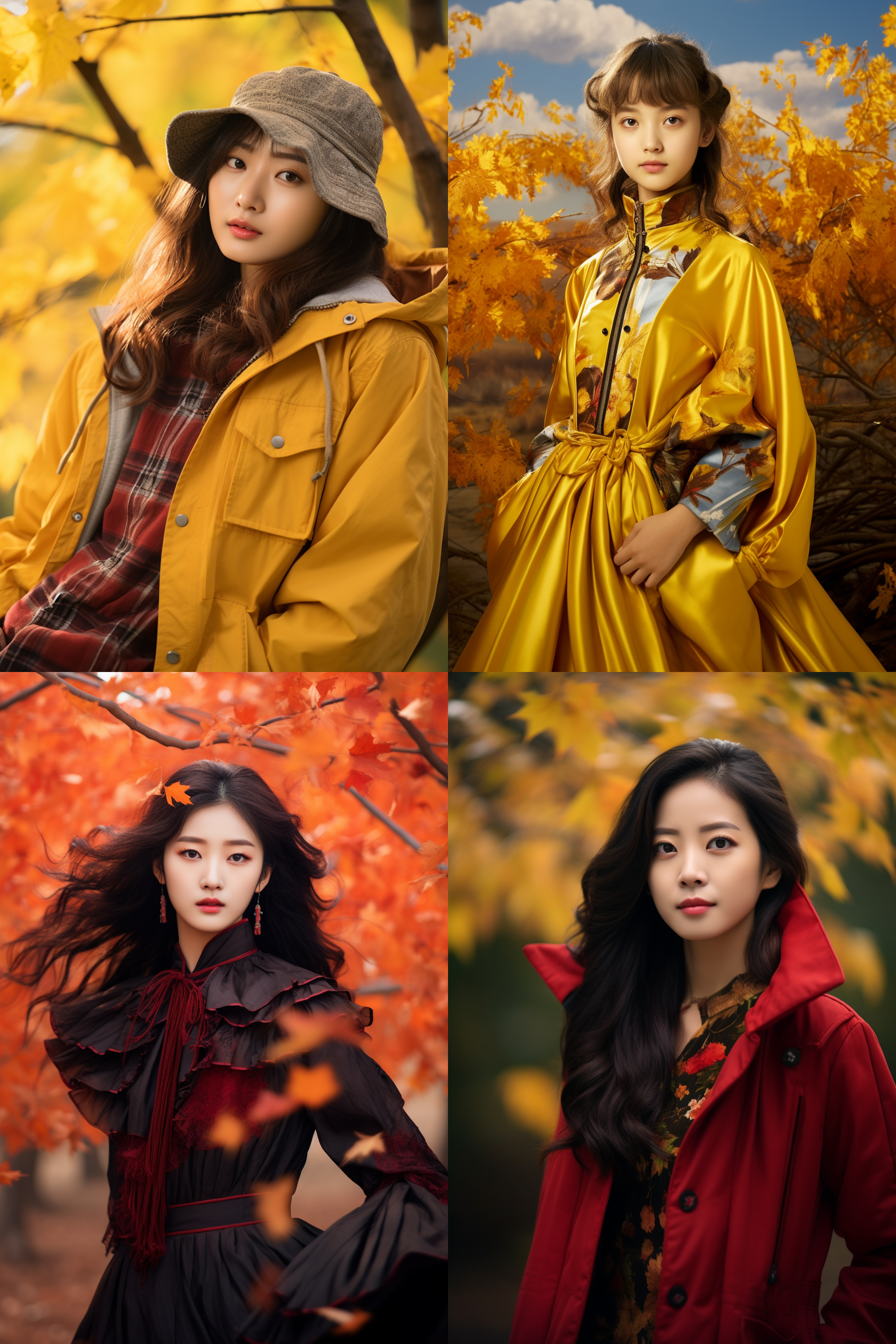 中国女孩人像，秋季户外，明亮环境，超高清摄影图