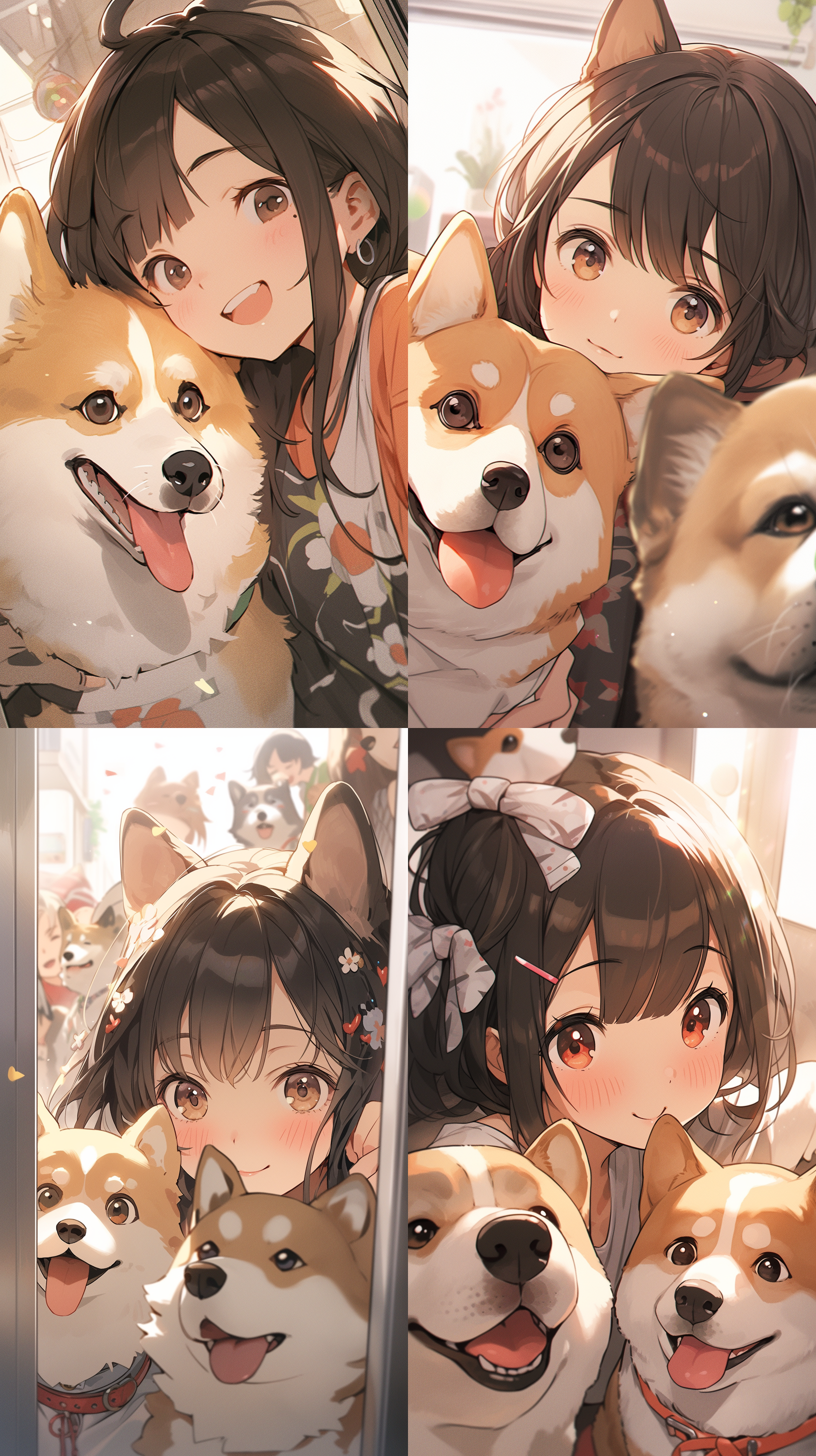 1girl,asian,(masterpiece, best quality) personal,round face,eye,cute shiba dog graffiti t-shirt,in the bedroom,selfie,short black hair,qi liu hai hairstyle,kawaii,(looking at the audience:1.4),dof depth of field,