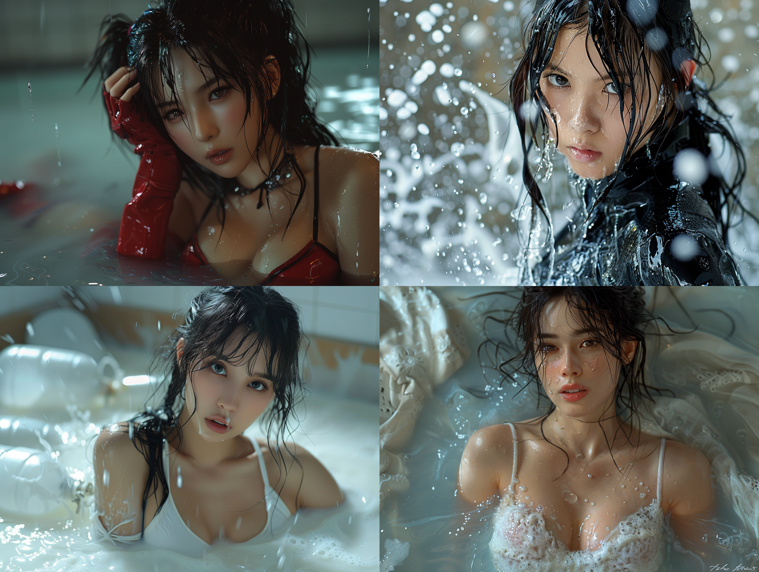 麦，拳皇之王，在牛奶中游泳，8k分辨率，高速快门，梦幻般的光线，柔和色调，侧面肖像，动感，震撼。