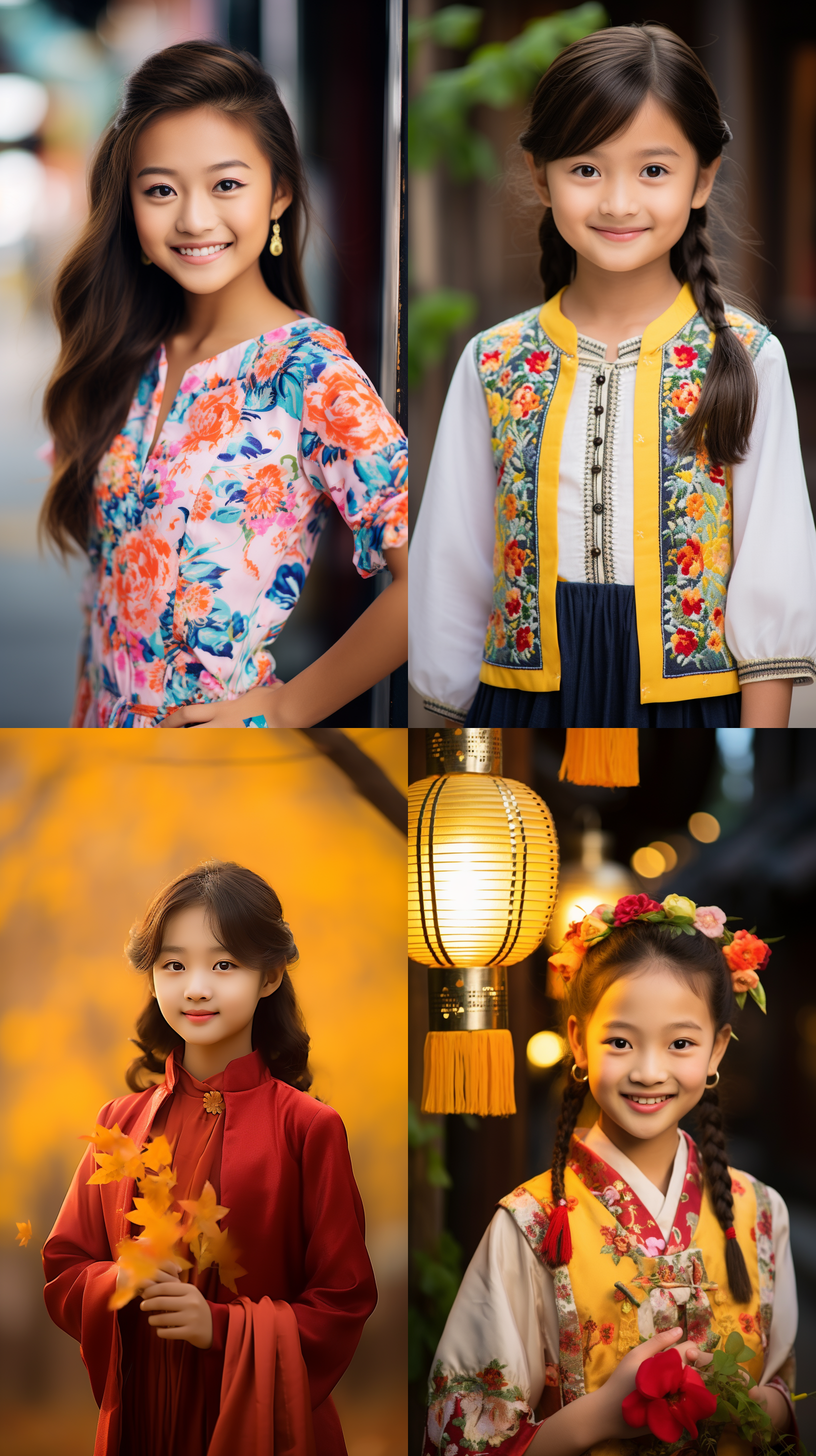 12岁中国女孩，肖像镜头，明亮光线，室外环境，明亮色调，自然风光，微笑，活泼，清晰焦距，色彩丰富，快门拍摄。