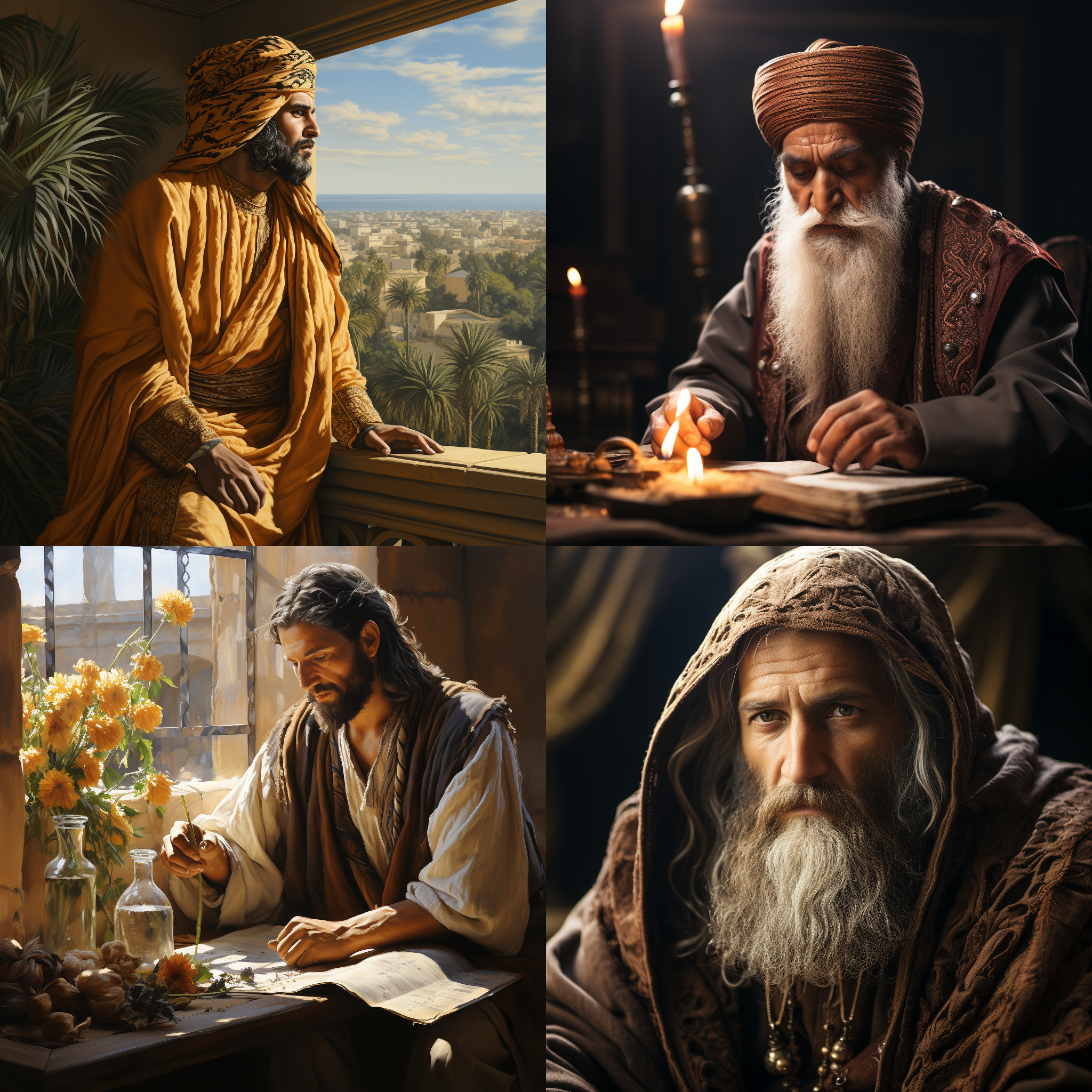 古装男子，皇宫内部，凝视圣旨，光线透过窗户照射，暖色调，细节丰富，肃穆庄重，静态，明亮。