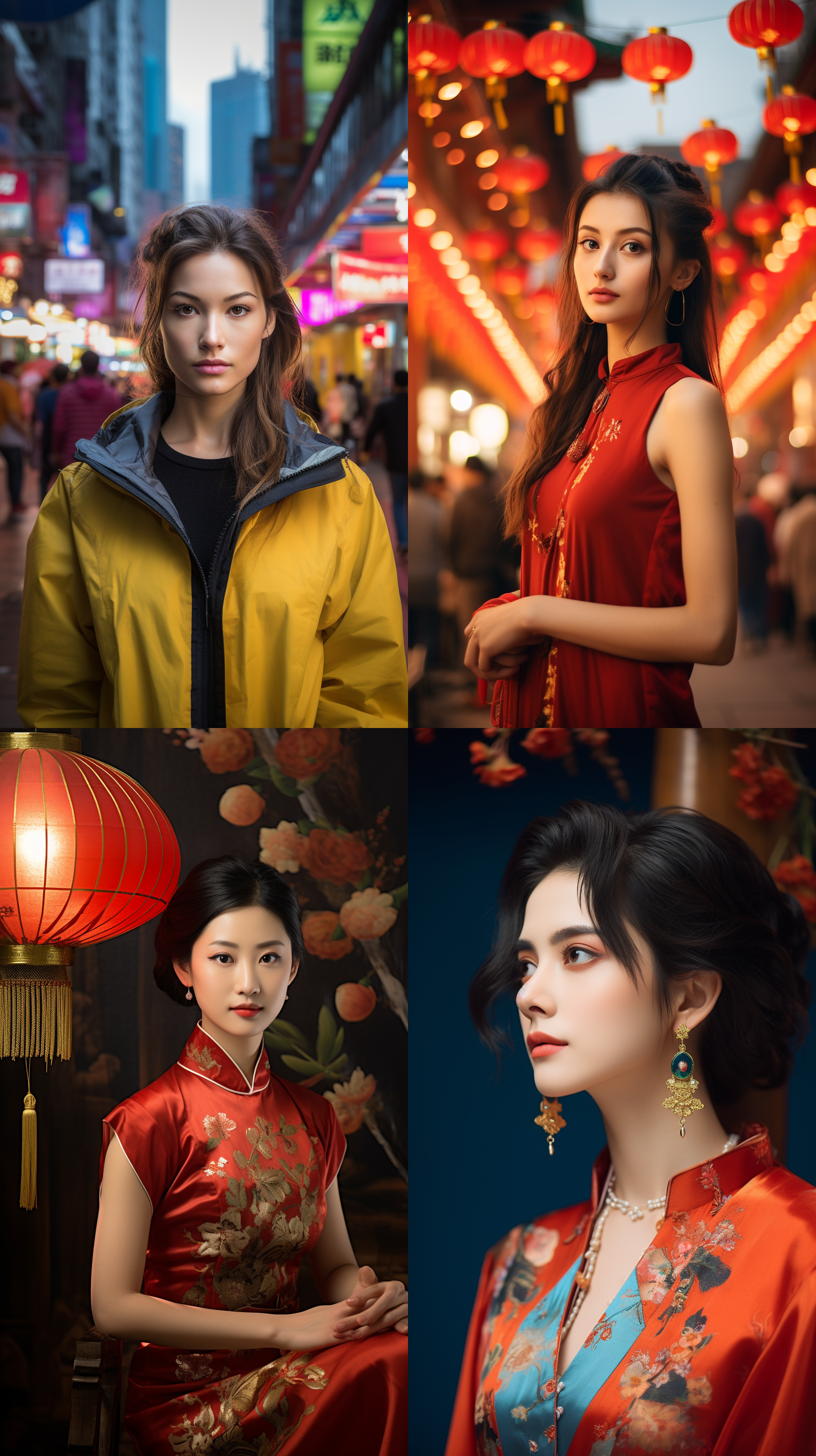 明亮色调，港风中国人像，肖像镜头，明亮光线