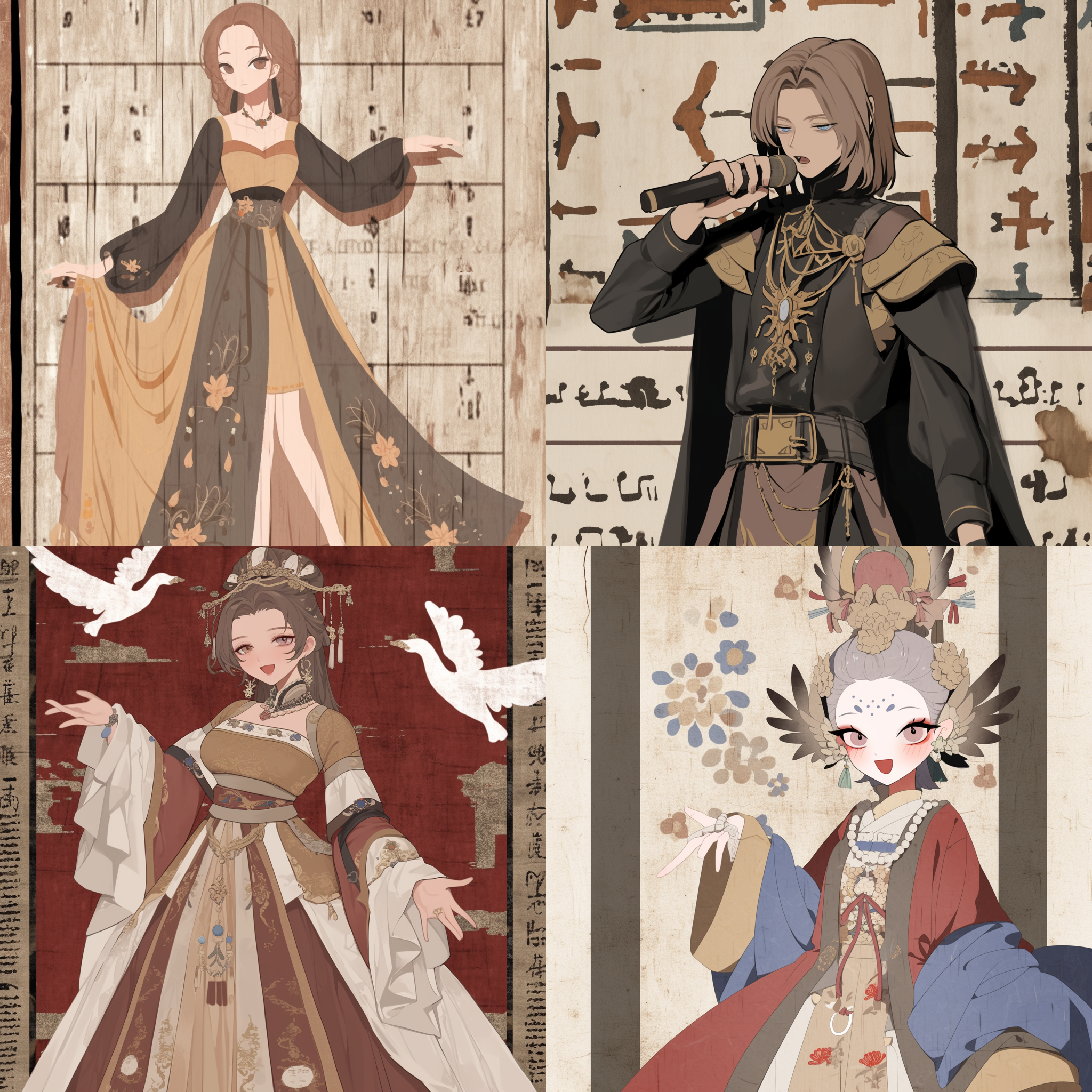 ，充满活力，舞台上，柔和灯光，细节丰富，优雅动作，表情自信，音乐韵律，吸引人眼球，传情达意。