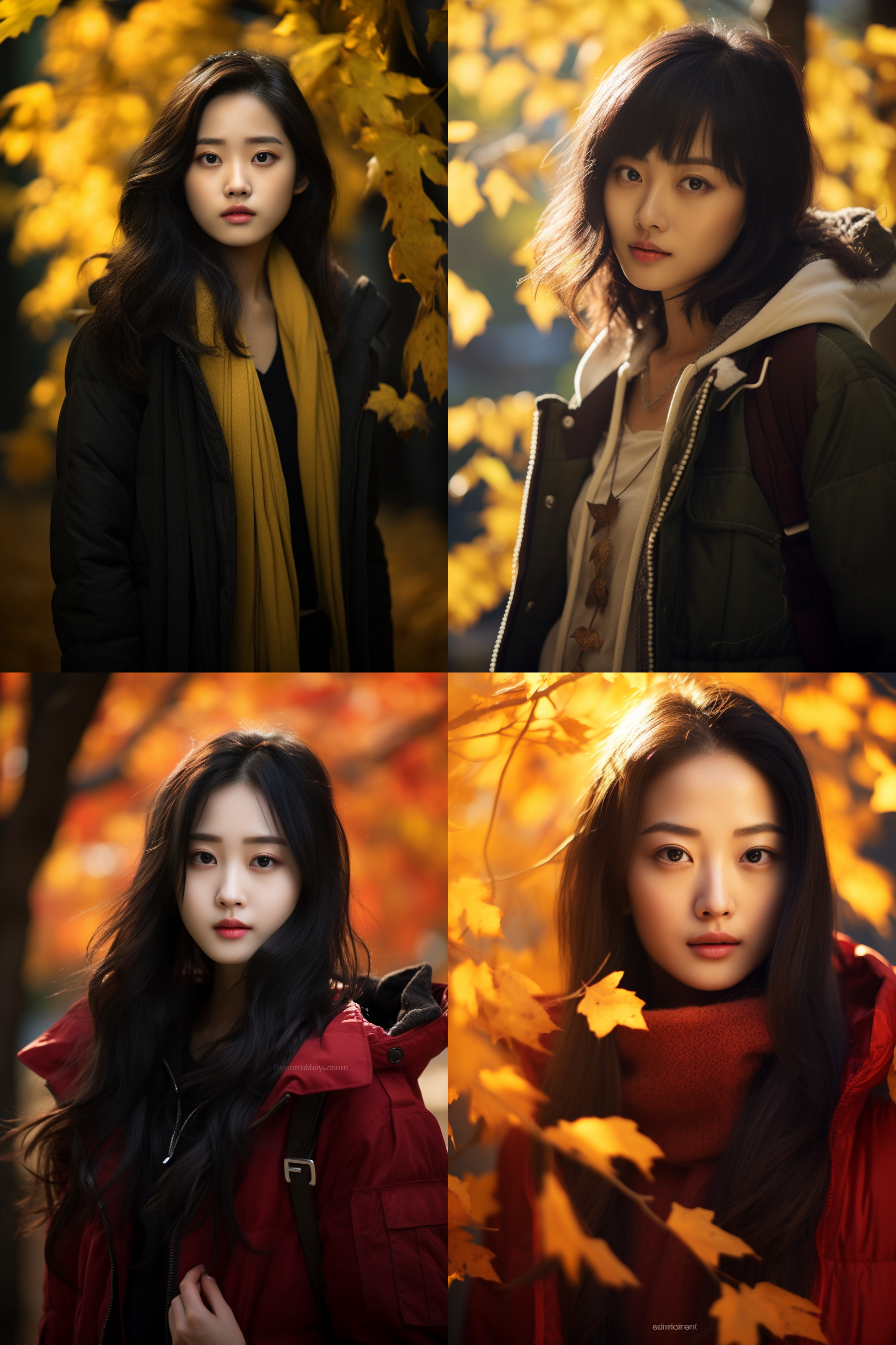 中国女孩人像，秋季户外，明亮环境，超高清摄影图