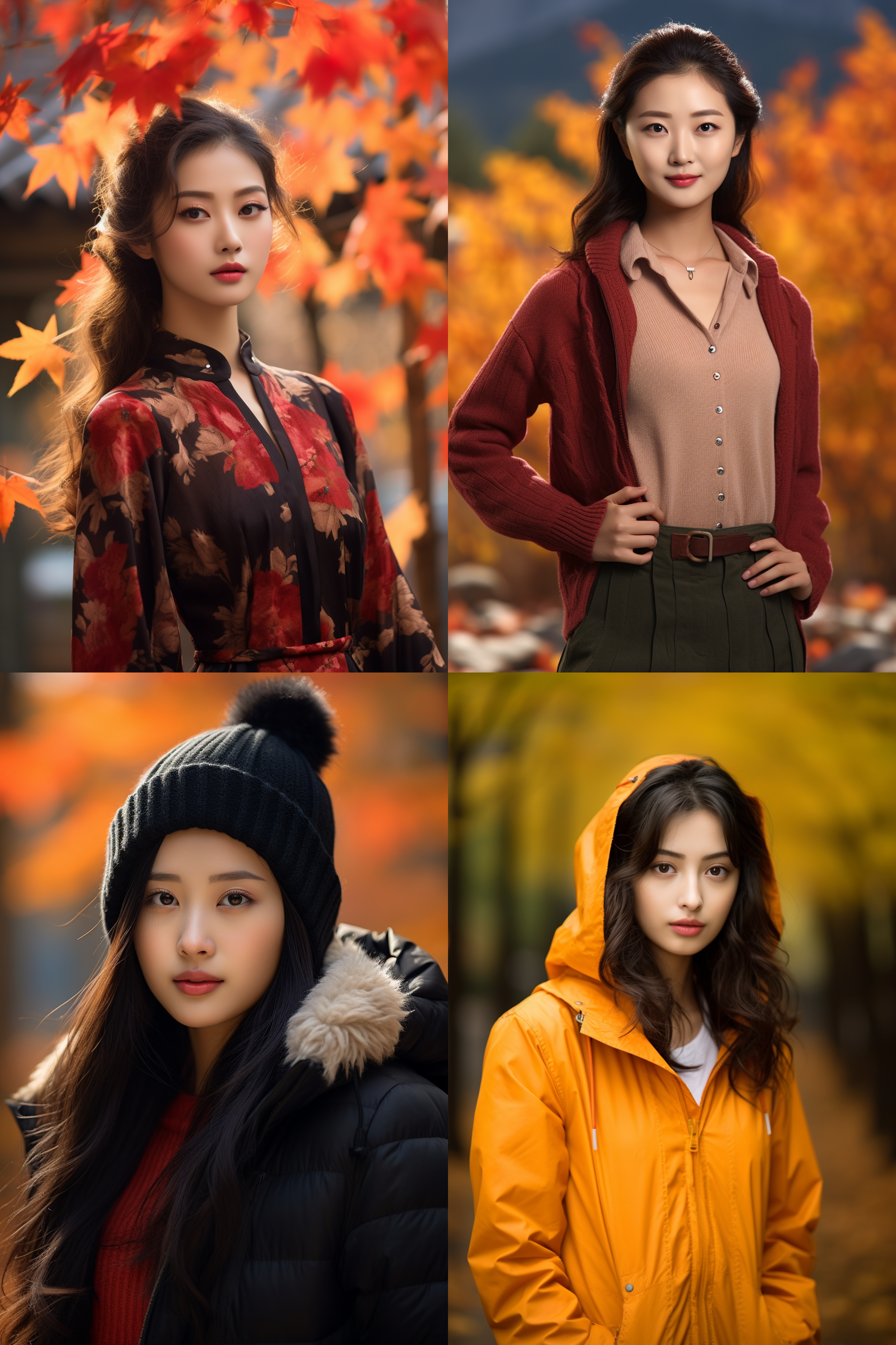 中国女孩人像，秋季户外，明亮环境，超高清摄影图