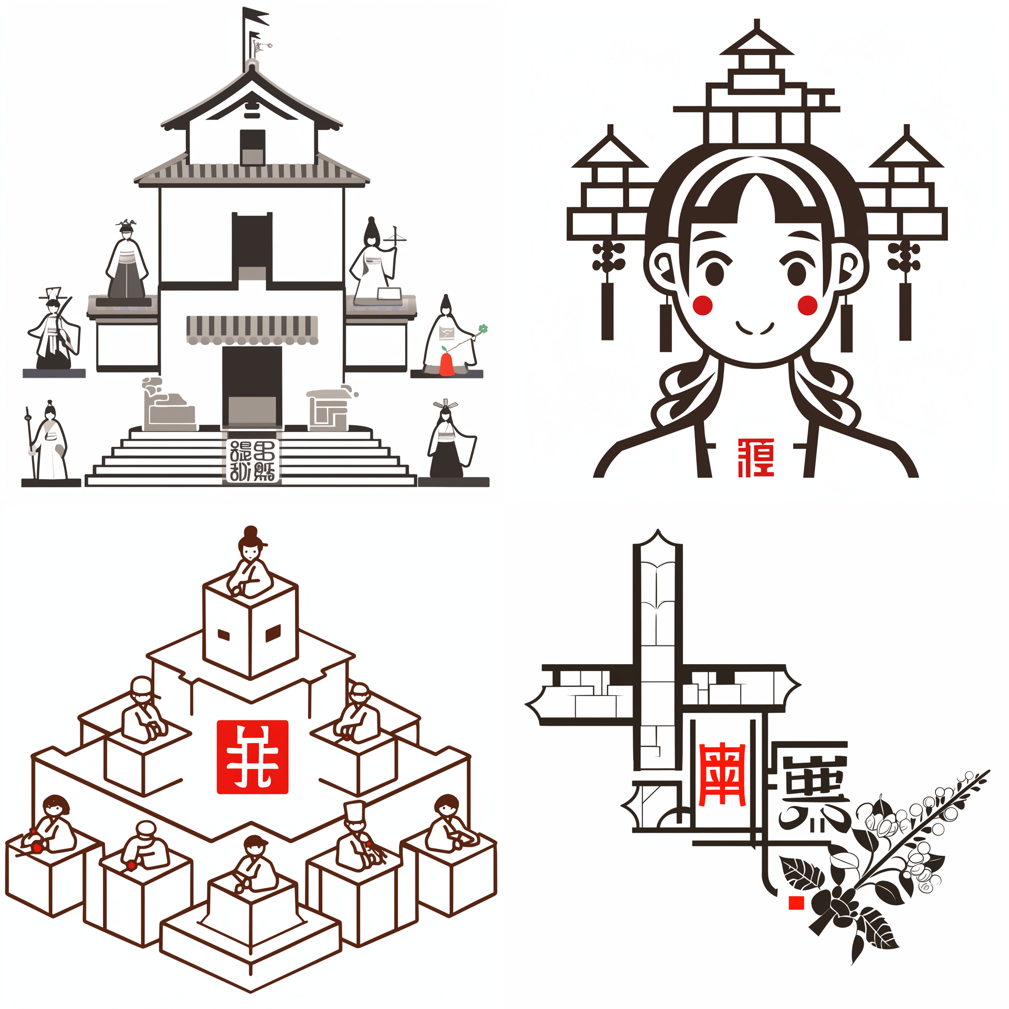 漳字作为主体，背景纯白色，简约清新的logo设计，整体像礼物盒，融入花和楼元素。 标志 图标集设计 标志设计