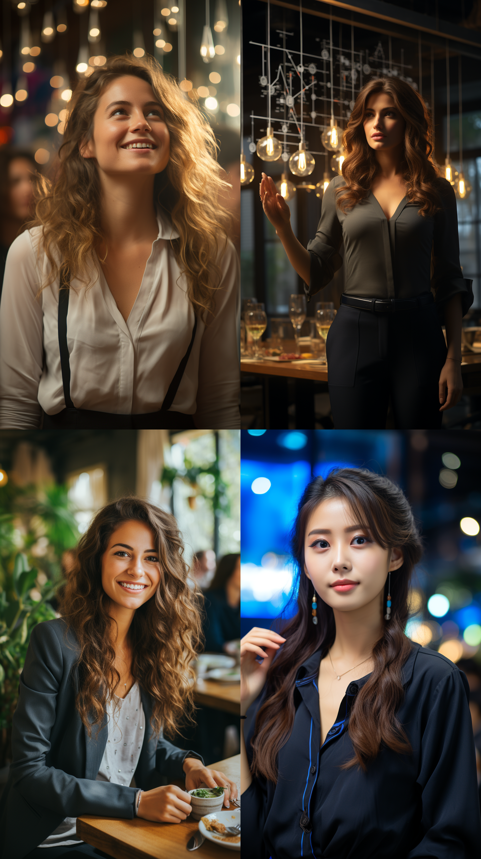 客户观看广告，会议室内，满意笑容，正面构图，明亮环境，中焦镜头，自然光，静态，商务着装，暖色调，满足情绪。
