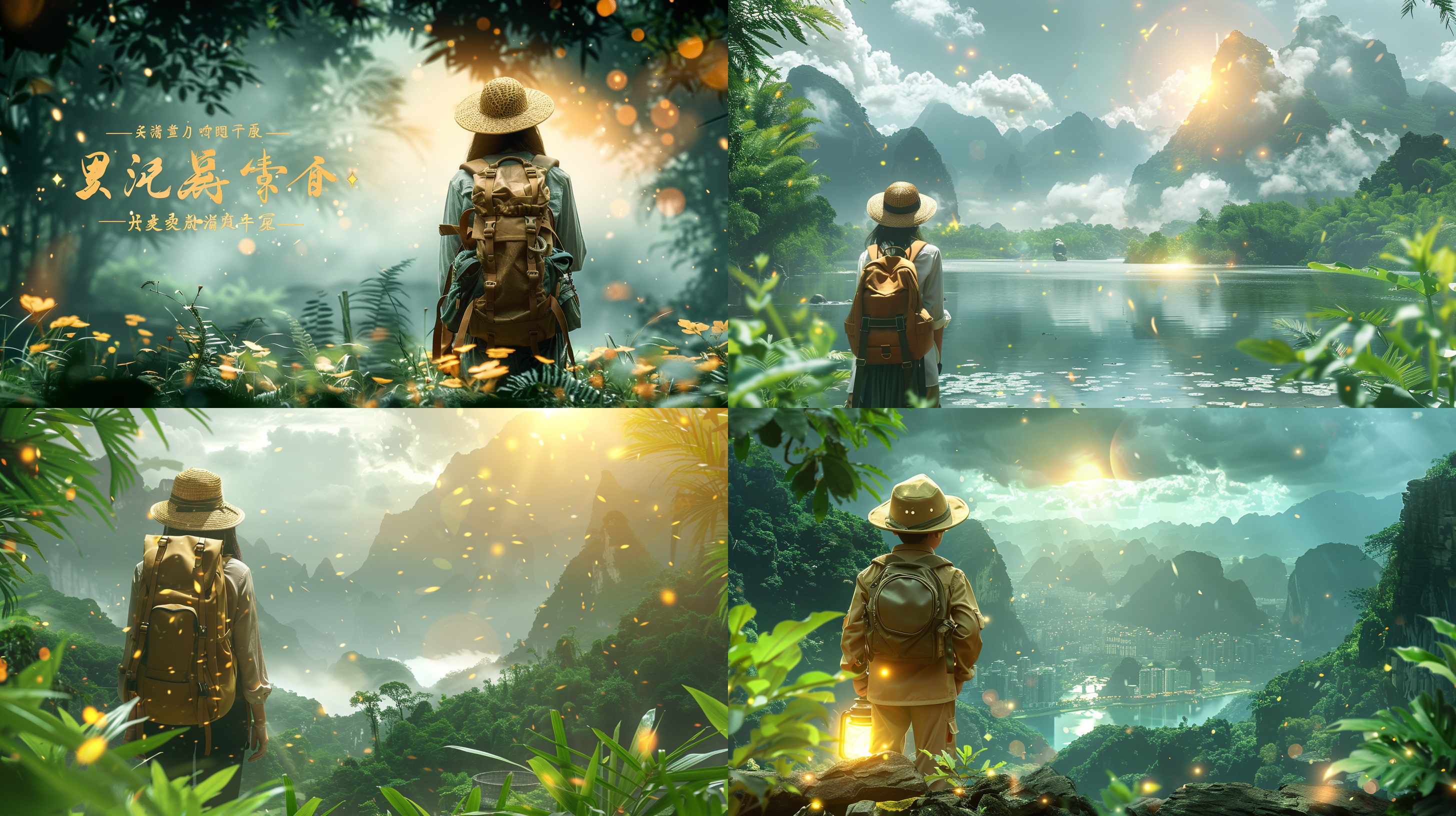 a brave explorer is searching for a lost treasure in the rainforest. clean background