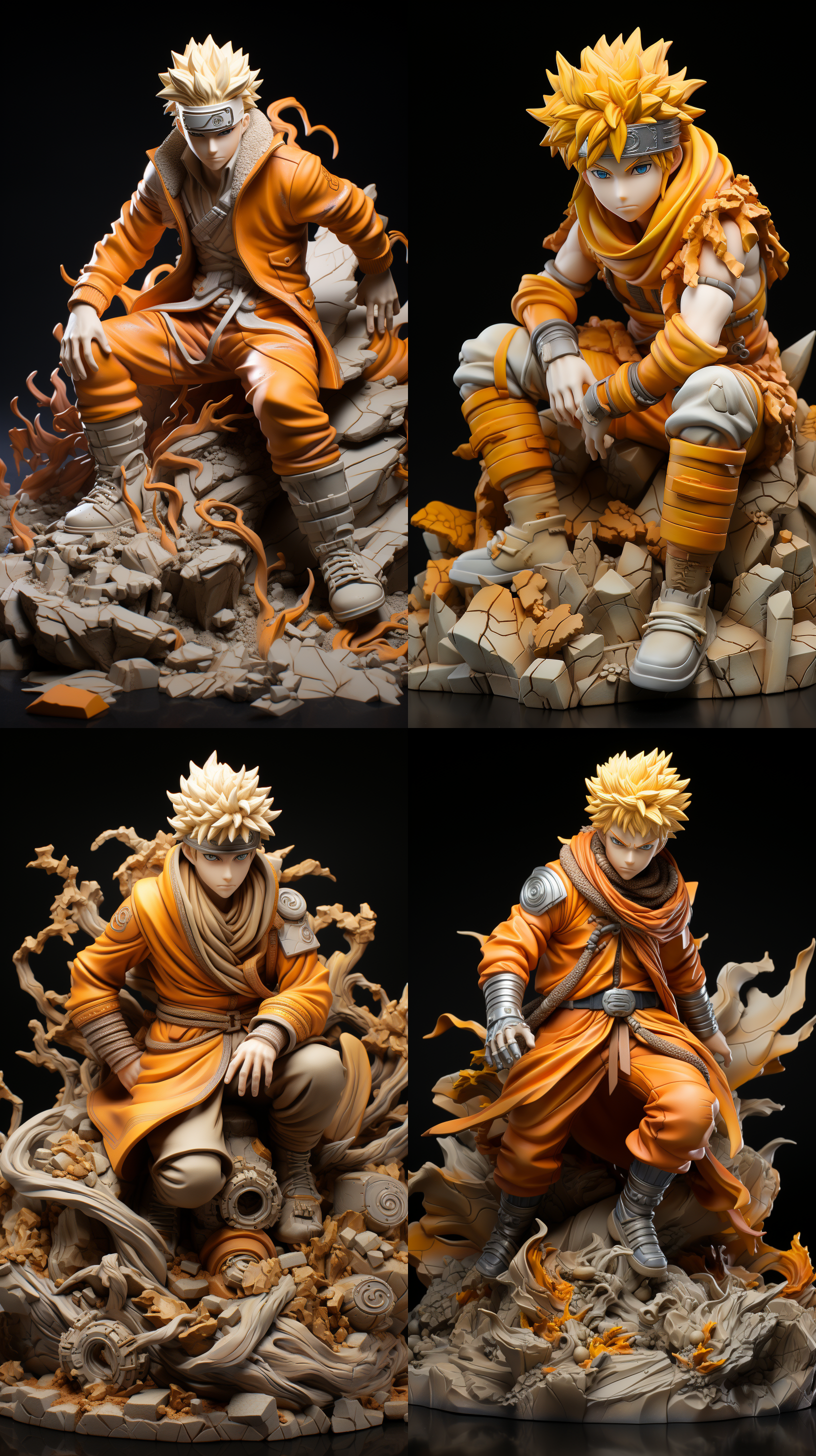白色背景的[黏土人漩涡鸣人]模型/mockup of a [nendoroid naruto uzumaki] white background 逼真/photorealistic 8k/8k 超详细/ultra detailed 高清/hd 产品摄影/product photography 演播室灯光/studio lighting