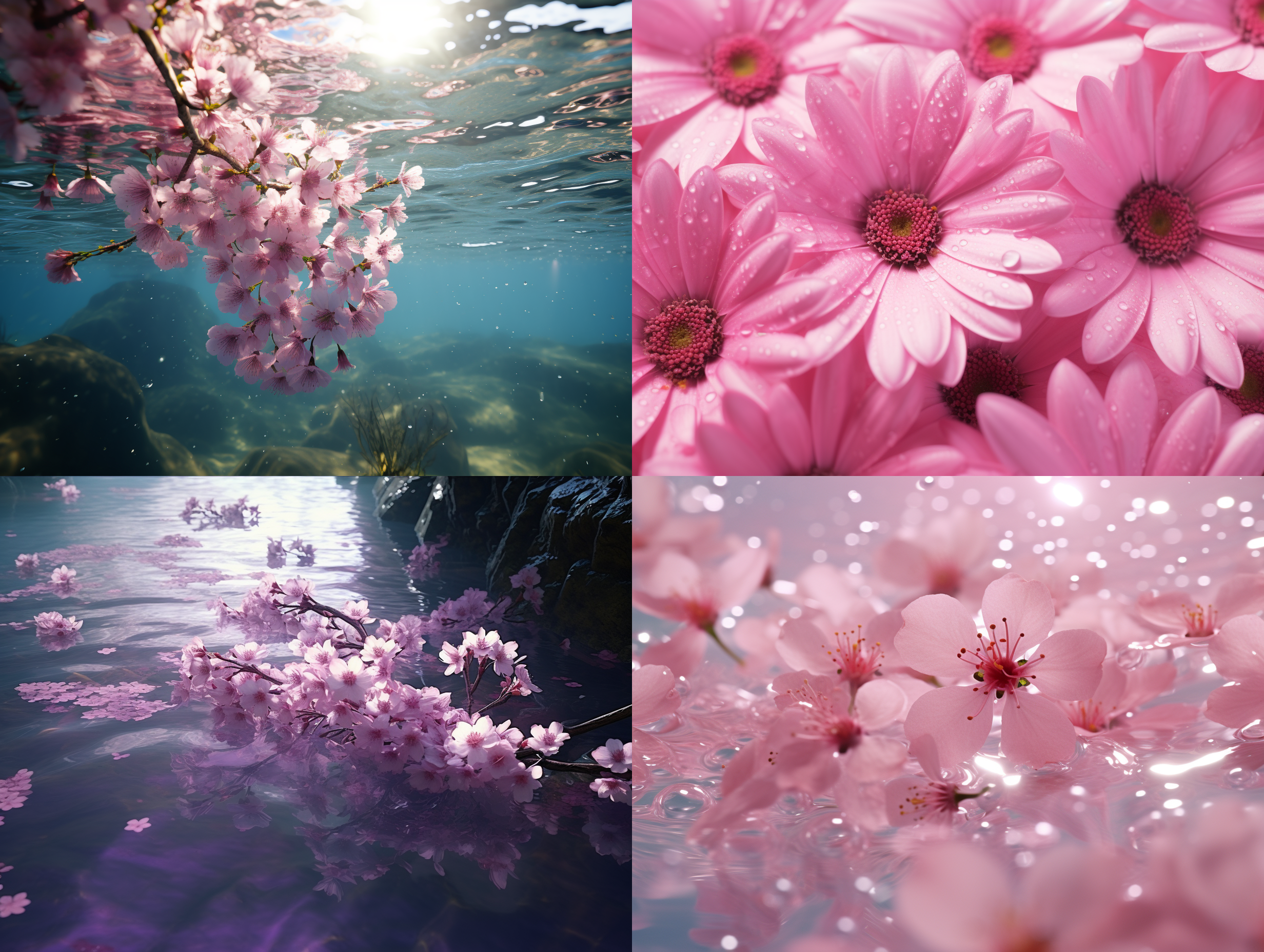 粉色花朵，透明的花瓣，深如海水，晶莹如露，能感受到爱情的忠诚和纯洁，8k高清，宽高比9:16。